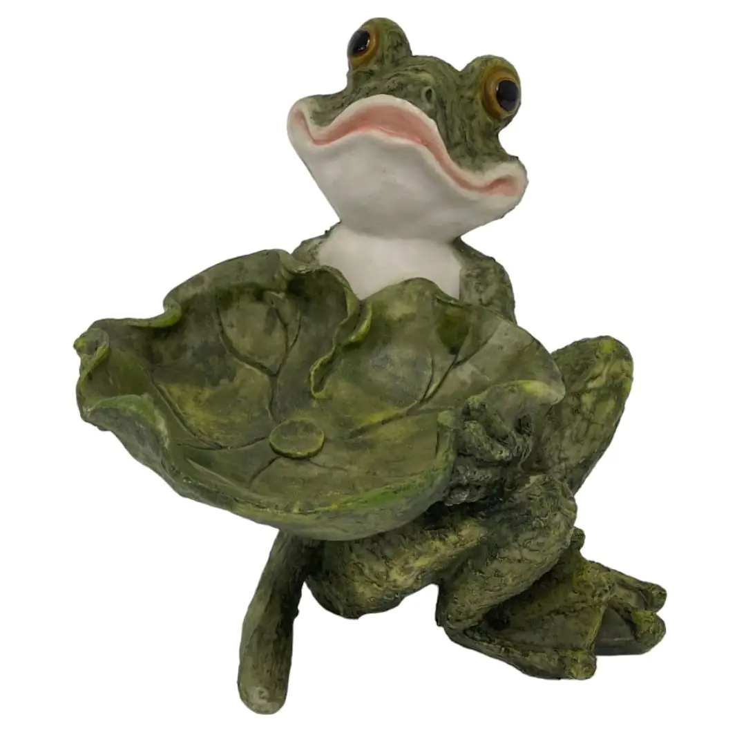Dekofigur Frosch Blatt Vogeltränke 22,5 x 19,5 x 24,5 cm