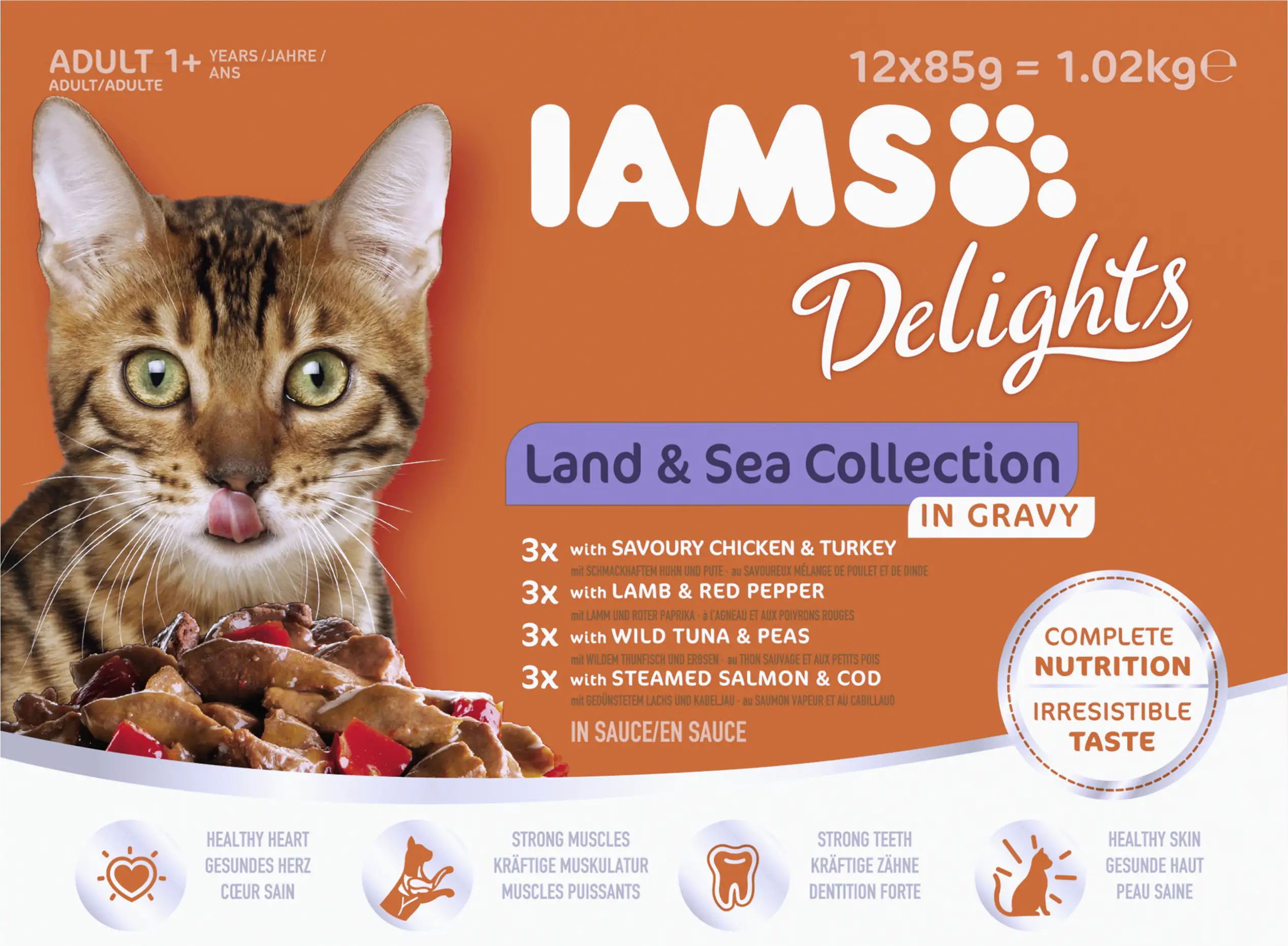 Iams Delights Katzennassfutter Land & See Collection in Sauce 12 x 85 g