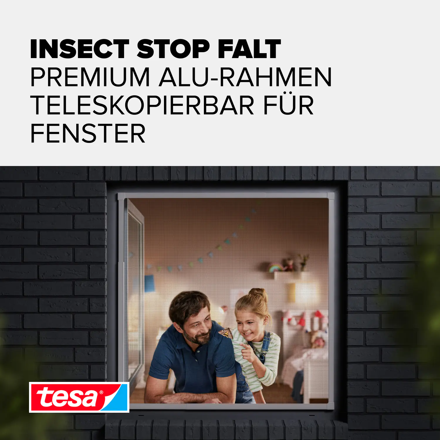 tesa Fliegenschutz-Fenster FALT 80 x 80 - 140 x 140 cm weiß/weiß