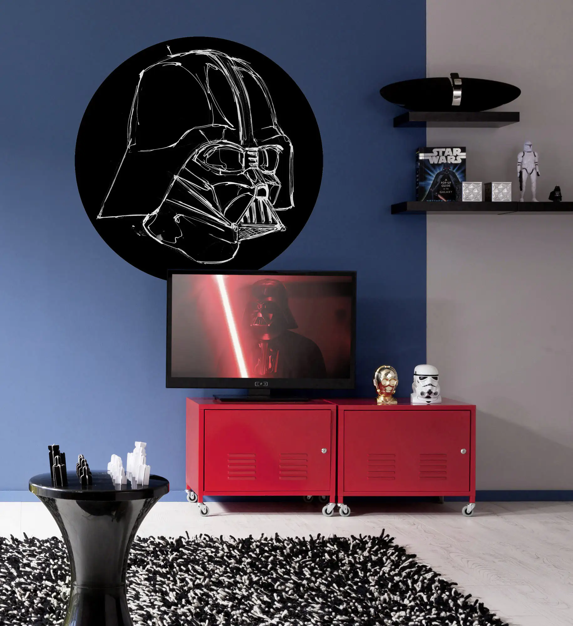 Komar Vlies Fototapete Dot Star Wars Ink Vader Ø 128 cm, selbstklebend