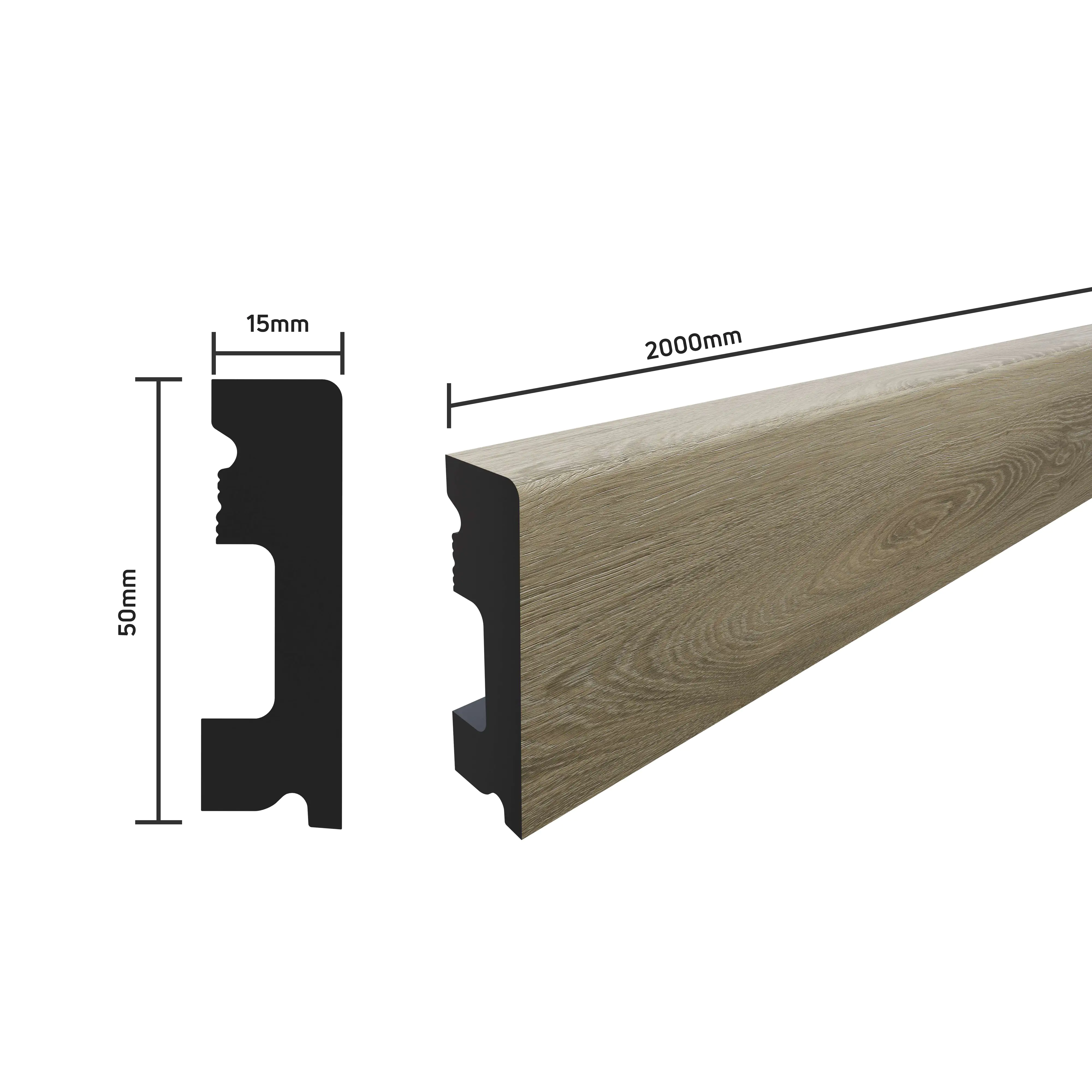 SELITSTYLE Sockelleiste FBL50 Eiche Cottage 2000 x 50 x 15 mm wasserfest