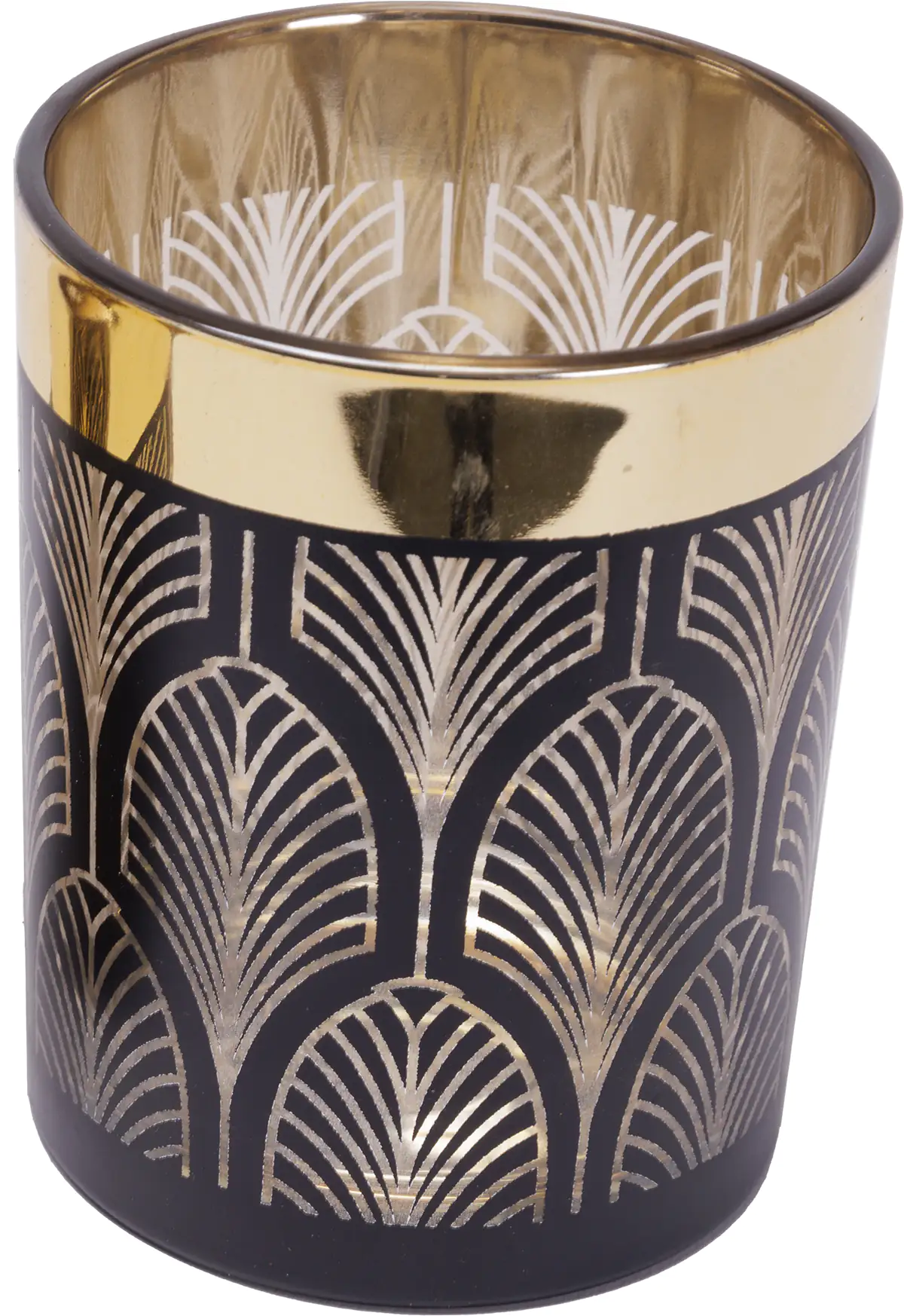 TrendLine Windlicht Glas Ø 10 cm schwarz gold