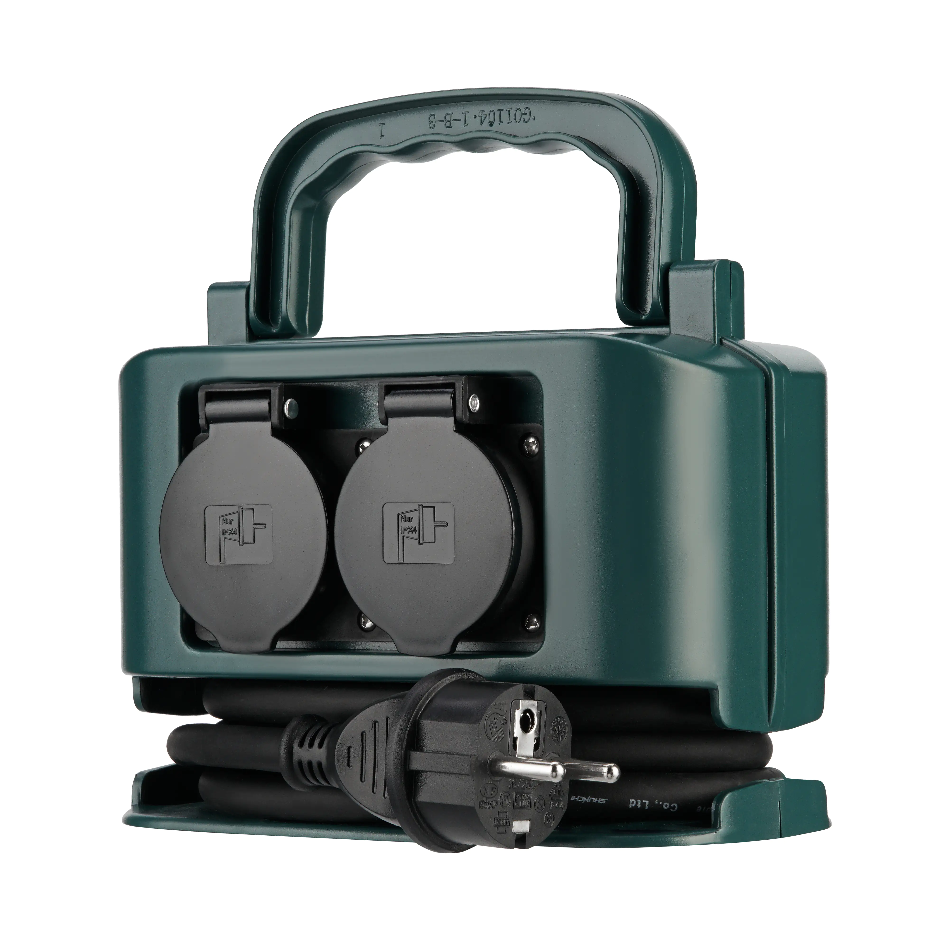 REV Steckdosenverteiler  2m  4-fach, Außen, grün-schwarz