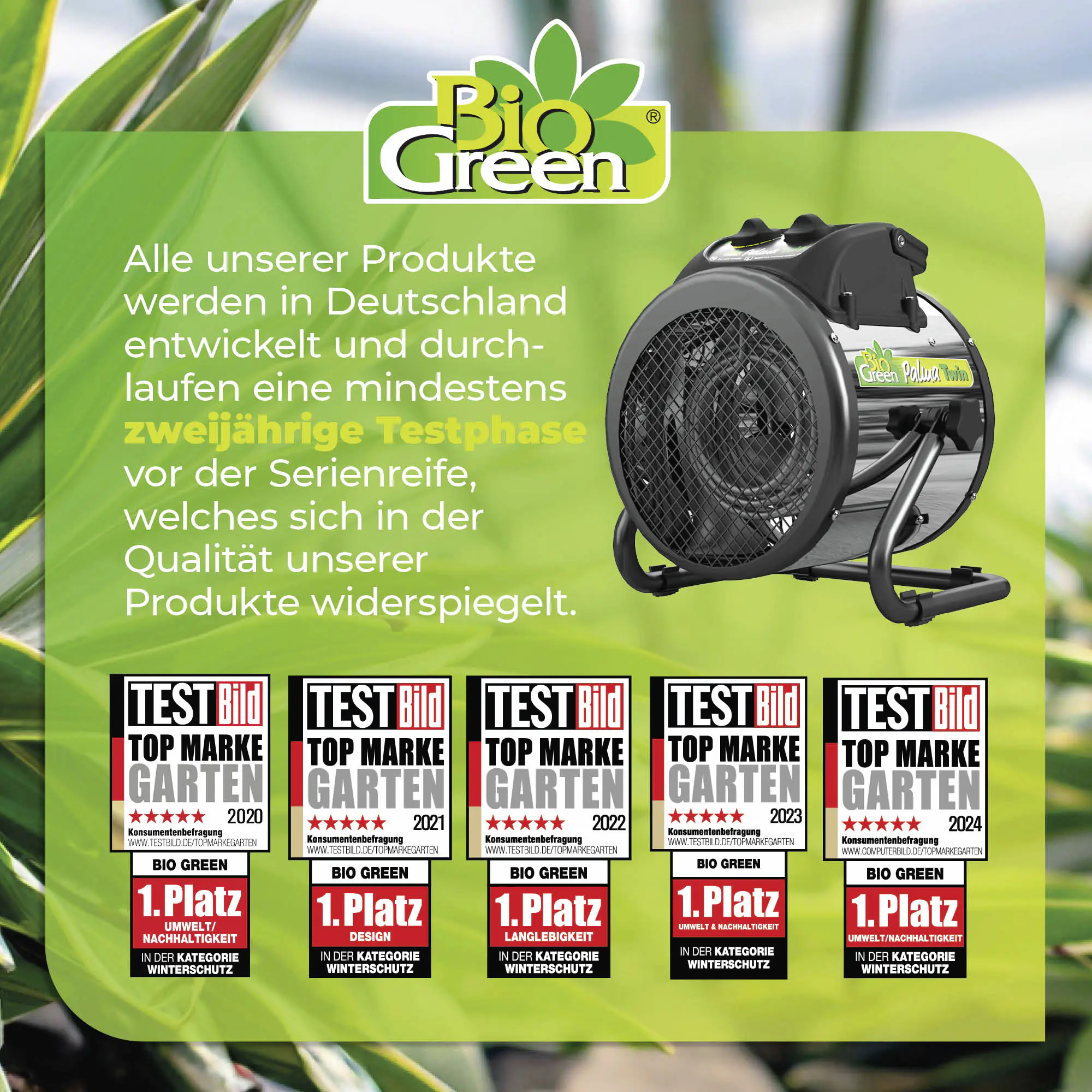 BioGreen Elektroheizung für Gewächshaus Palma Twin Basic silber/schwarz 25 x 30 cm mit manuellem Thermostat 1000/2000 W