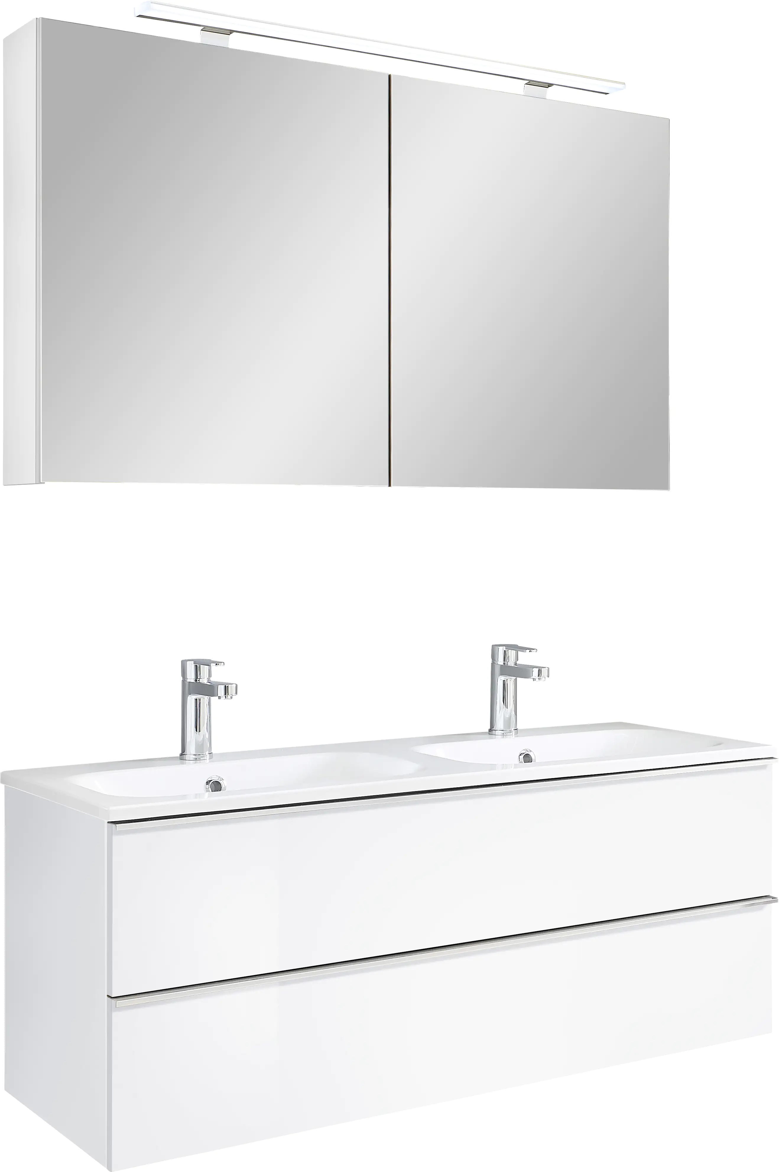 Primaster Bad-Set Düsseldorf weiß 121 cm LED-Leuchten, Mineralgusswaschtisch