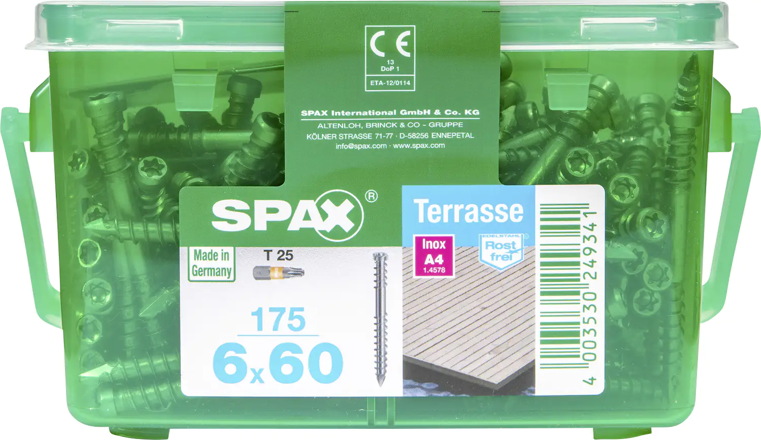 Spax Terrassenschrauben 6.0 x 60 mm TX 25 - 175 Stk. Spax Terrassenschrauben 6.0 x 60 mm TX 25 - 175 Stk.