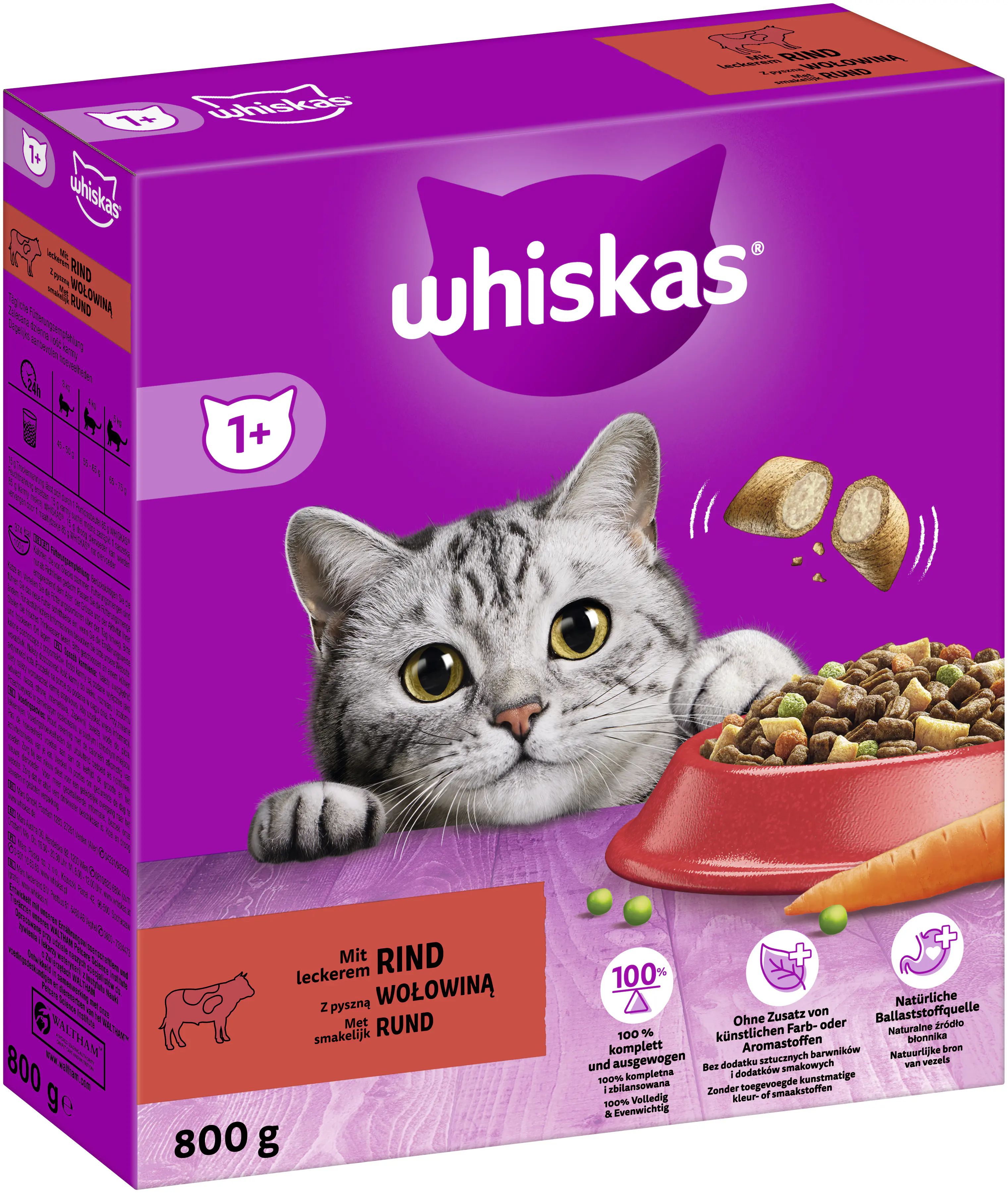 Whiskas Trockenfutter 1+ mit Rind 800 g