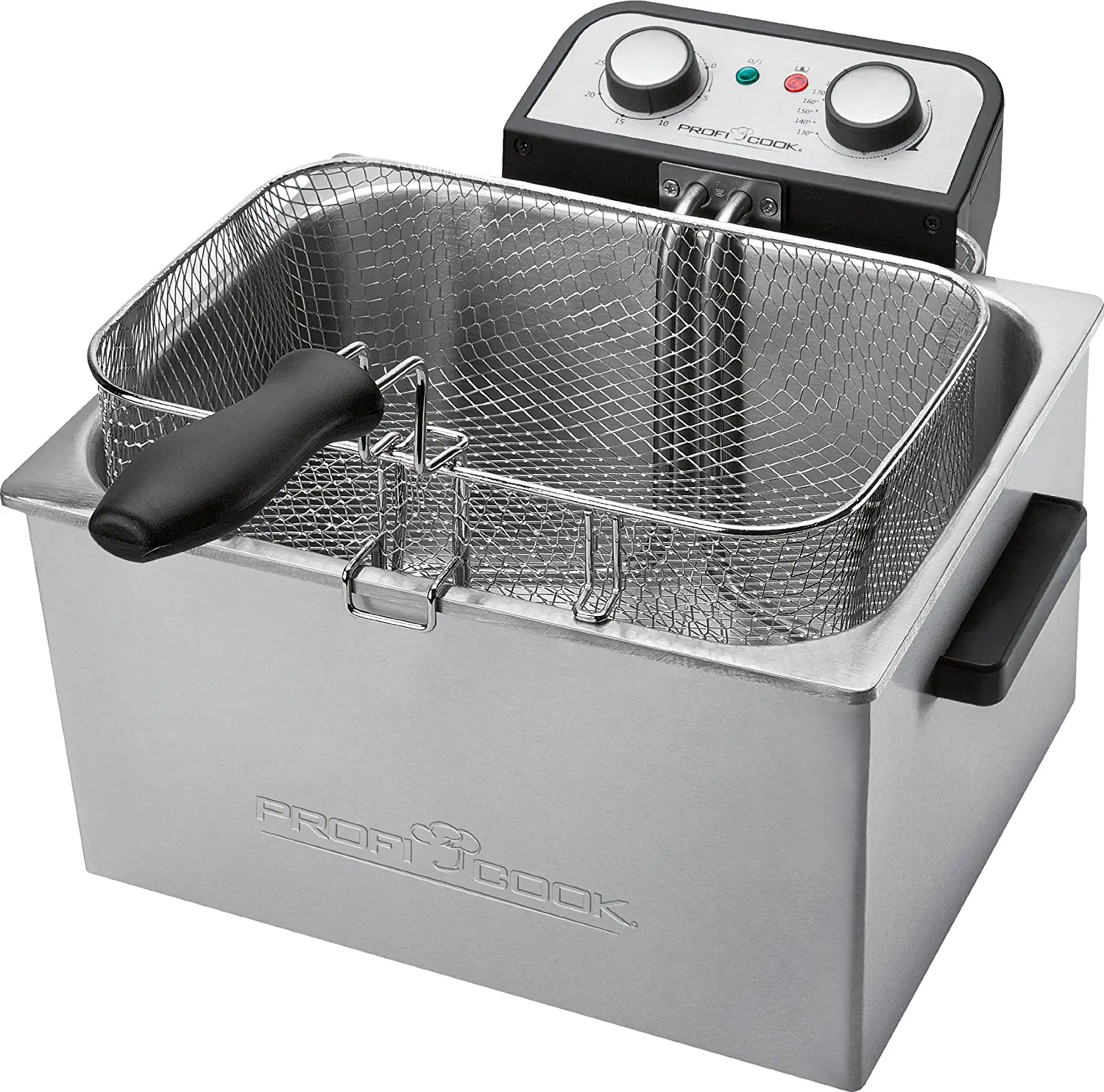 Profi Cook Doppel-Fritteuse PC-FR 1038 silber, 3000 Watt, 3 Frittierkörbe