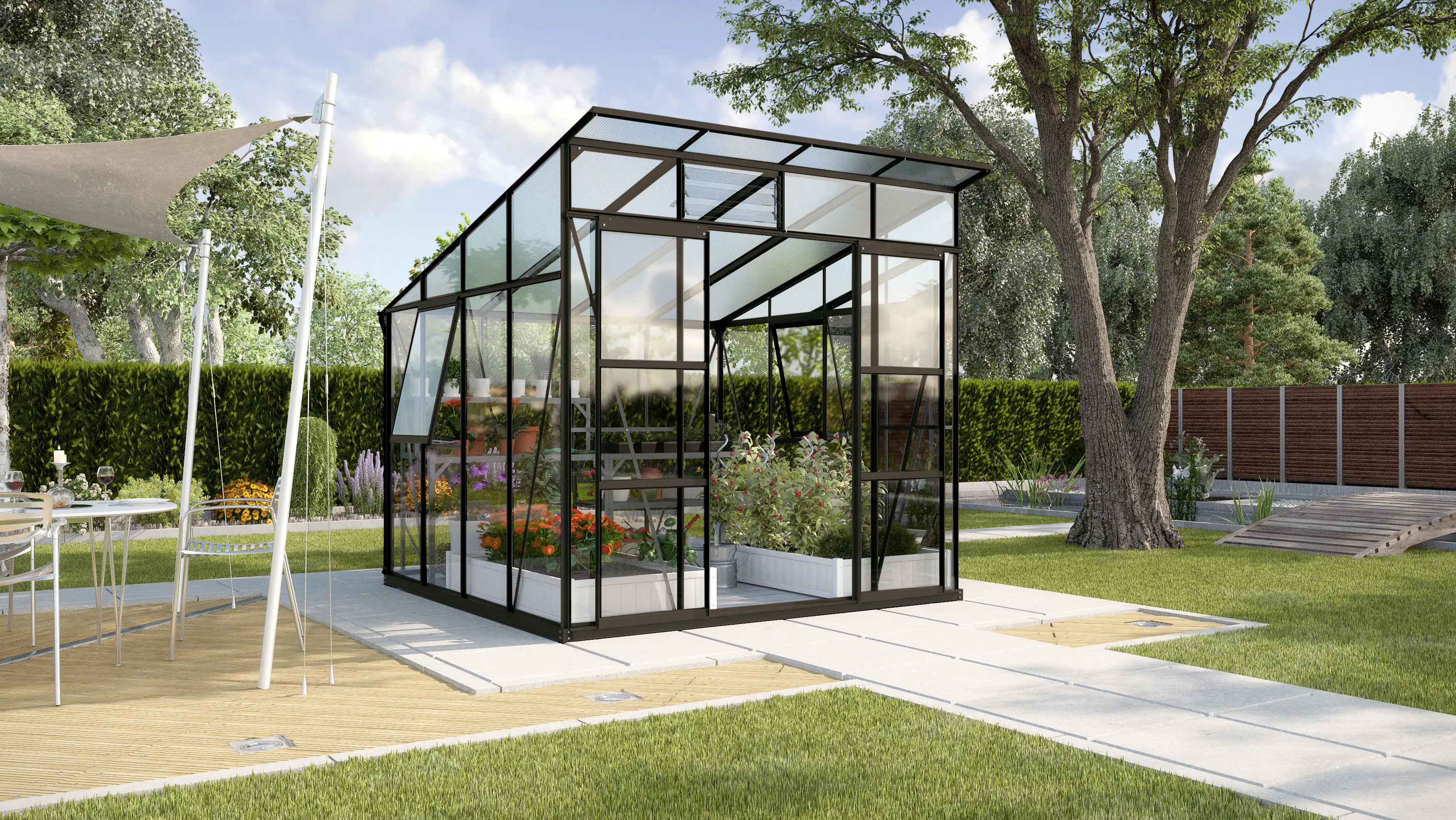 Vitavia Gewächshaus Freya 7600 254 x 254 cm 3 mm Sicherheitsglas Vitavia Gewächshaus Freya 7600 254 x 254 cm 3 mm Sicherheitsglas