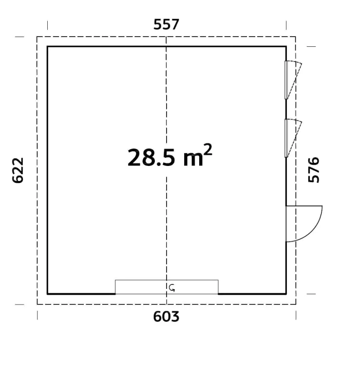 Palmako Fertiggarage Andre 557 x 576 cm mit Sektionaltor naturbelassen