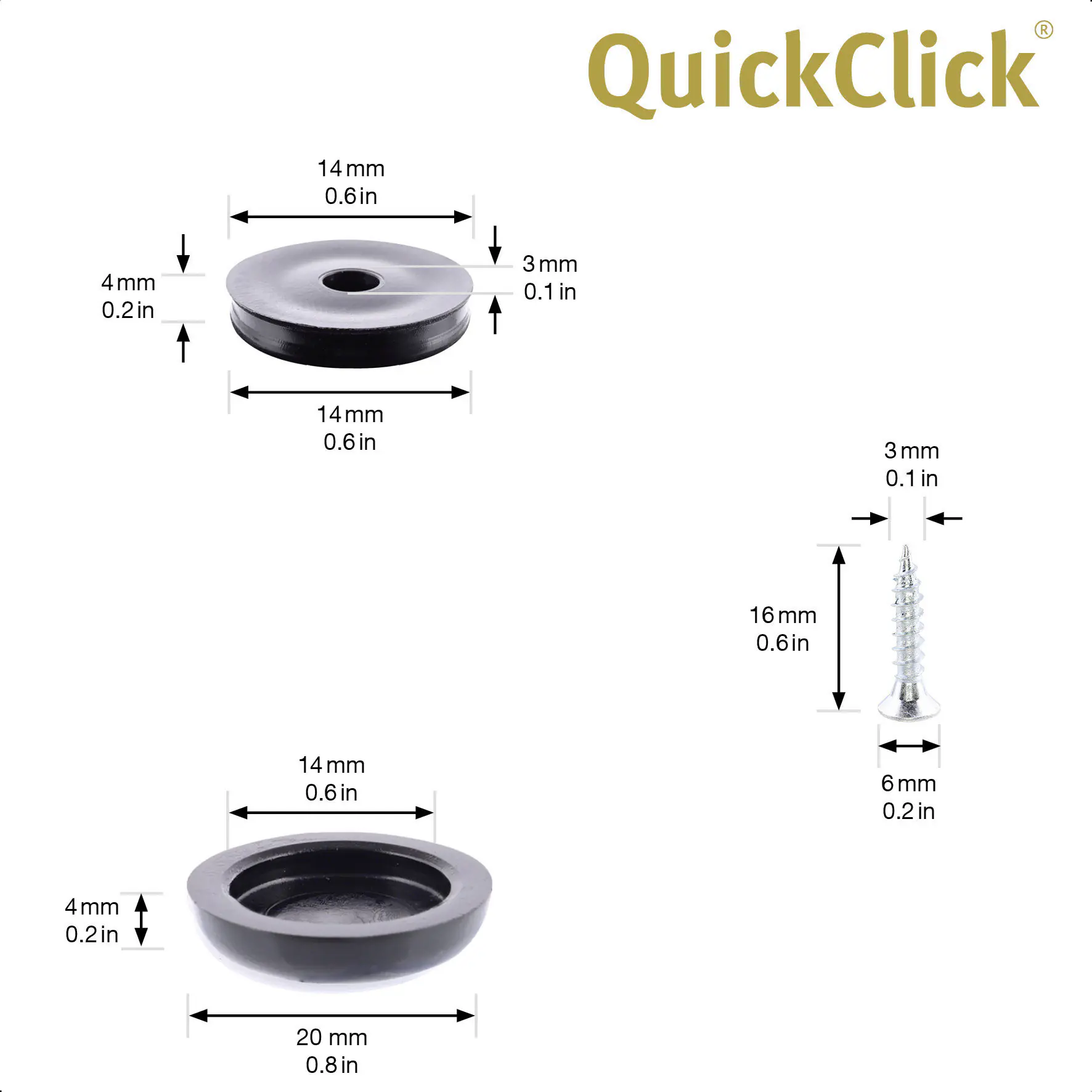 Wagner Möbelgleiter zum Anschrauben Black Slim schwarz grau Ø 20 mm - 4 Stück 