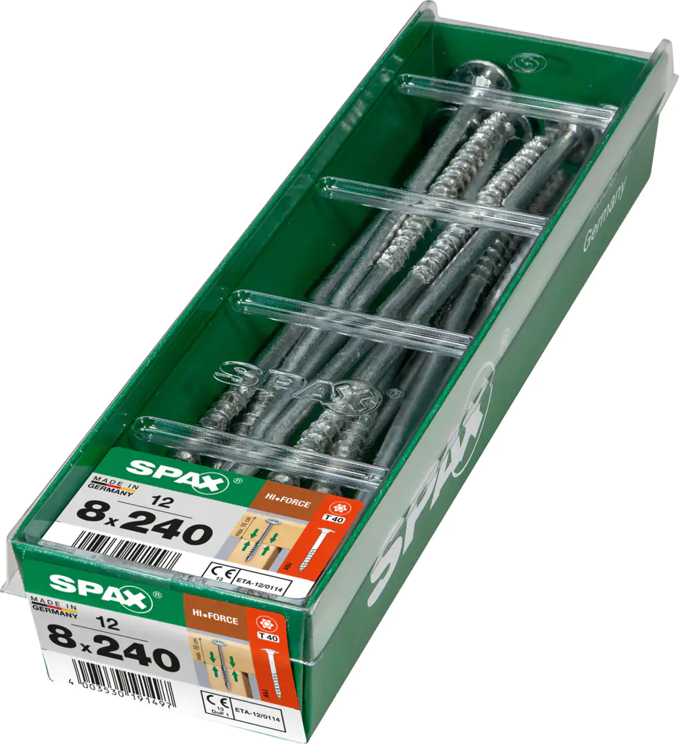 Spax Holzbauschrauben 8.0 x 240 mm TX 40 - 12 Stk. Spax Holzbauschrauben 8.0 x 240 mm TX 40 - 12 Stk.