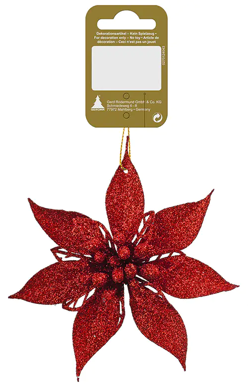 Weihnachtsanhänger Poinsettia-Blüte rot 12 cm
