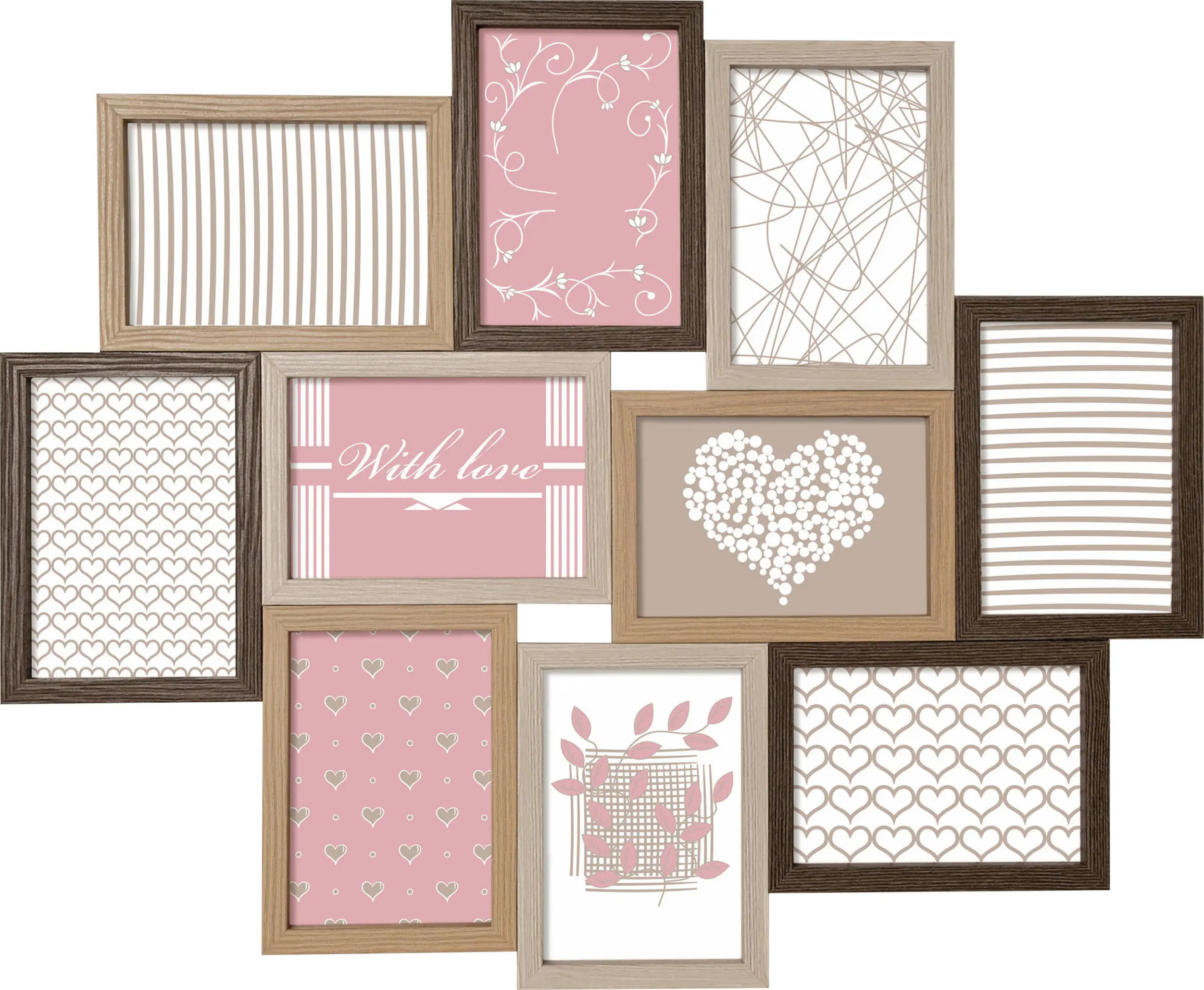 Bilderrahmen Collage Timber multicolor 57 x 48 cm - 10 Fotos