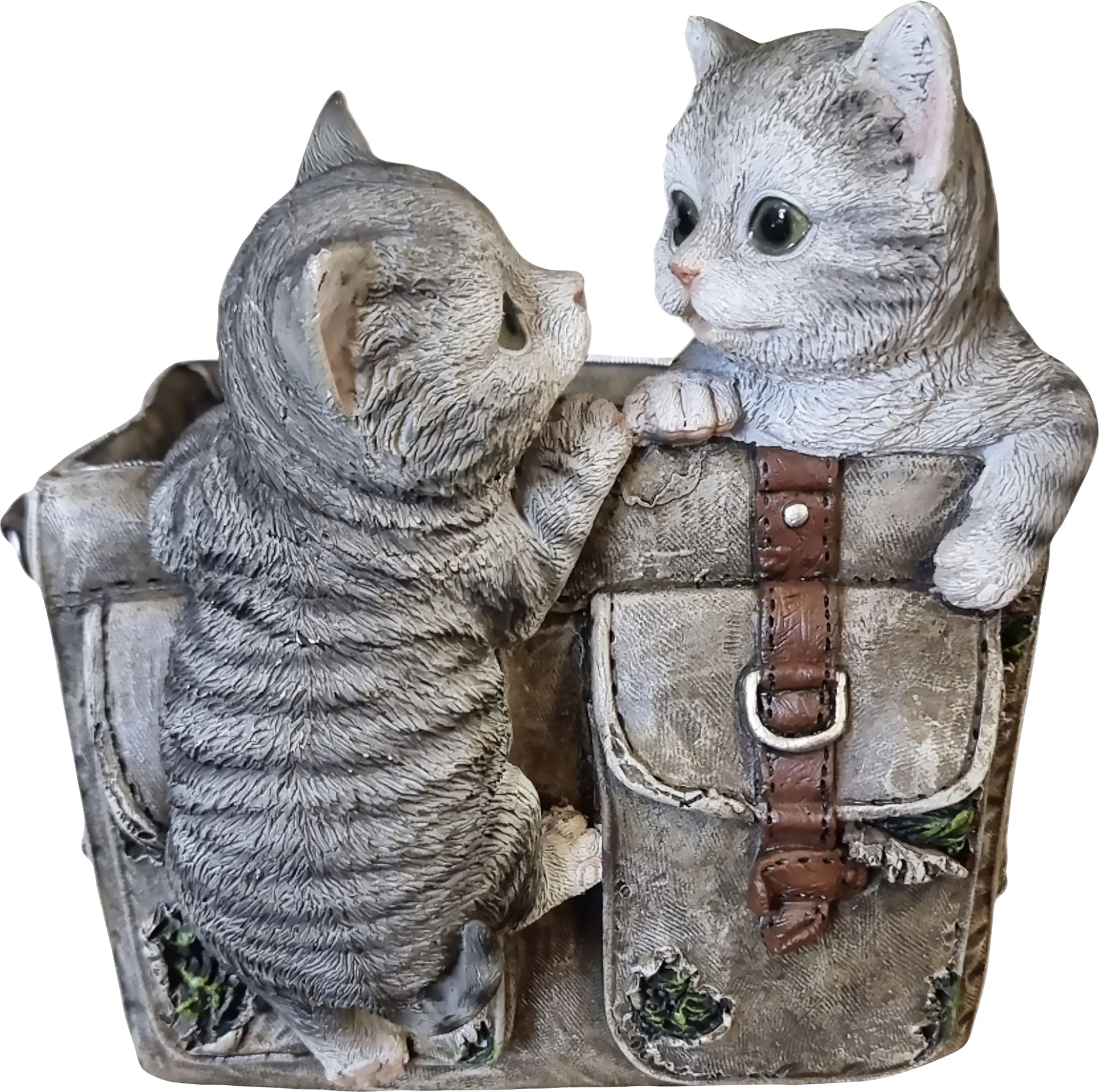 Dekofigur Katzen in der Tasche 24 cm bunt