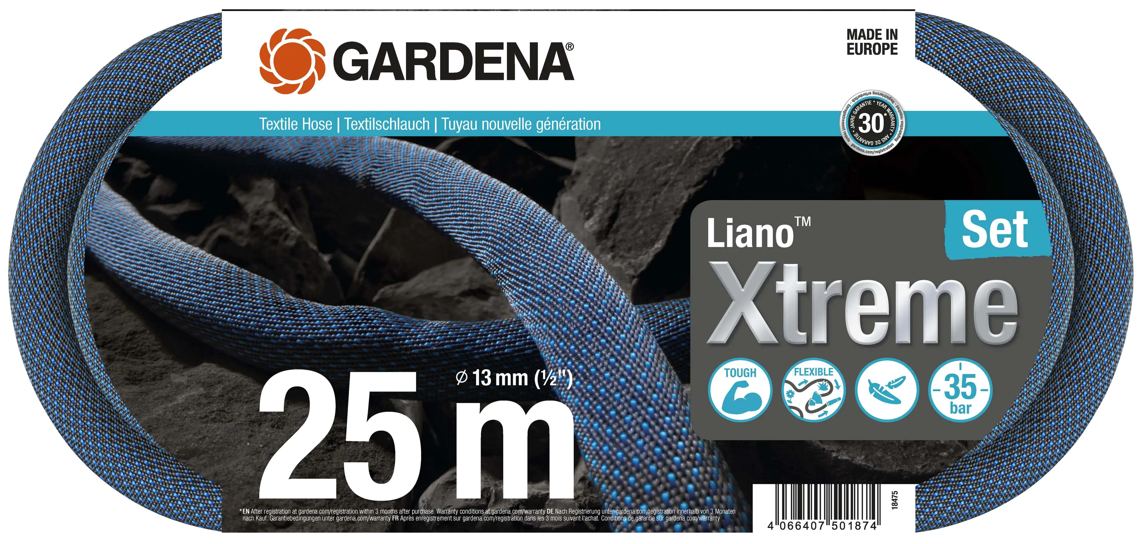 Gardena Textilschlauch Liano Xtreme, 13 mm (1/2") 25 m