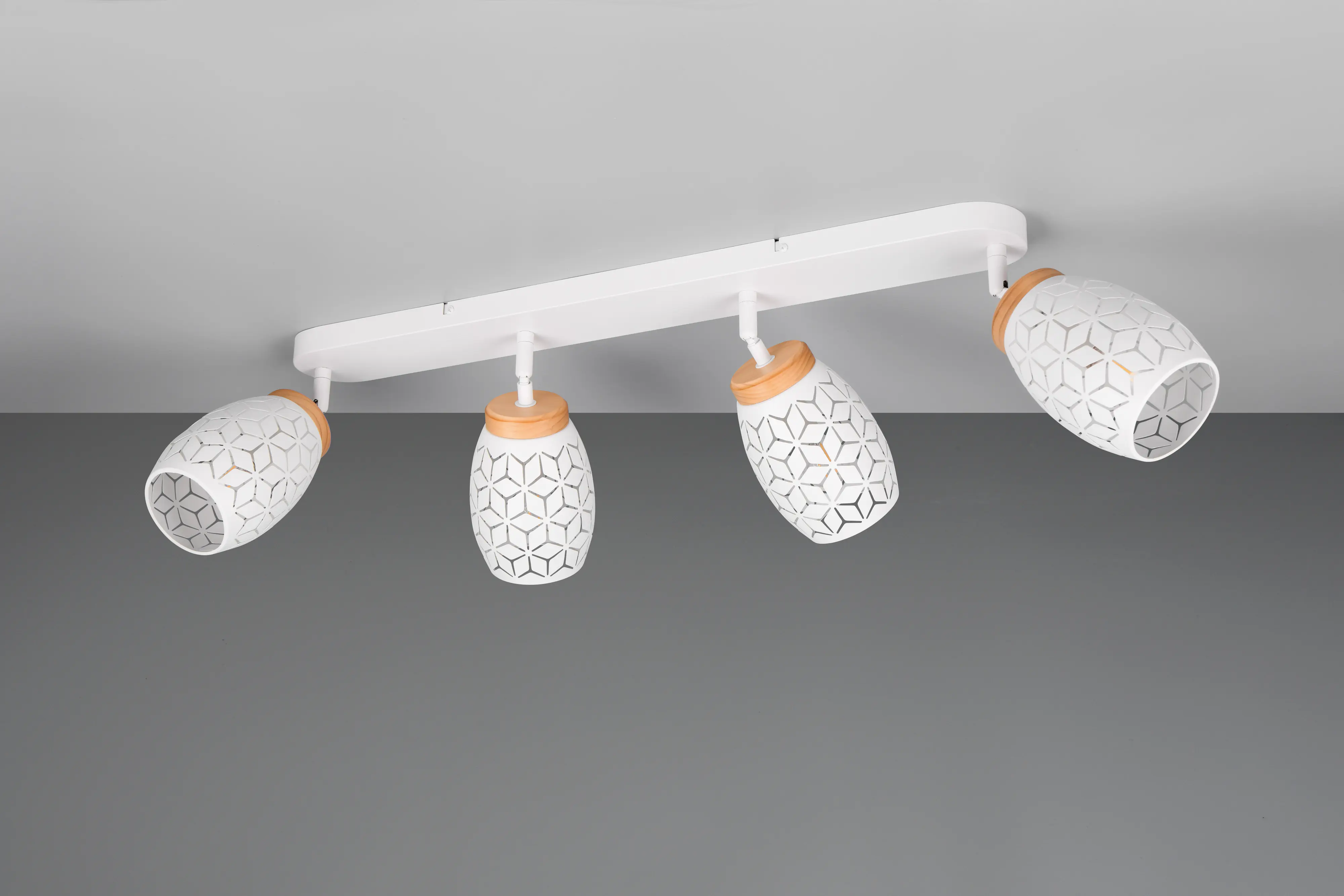 Trio LED-Deckenlampe 4er Spot Bidar 27 x 74 cm weiß matt/natur