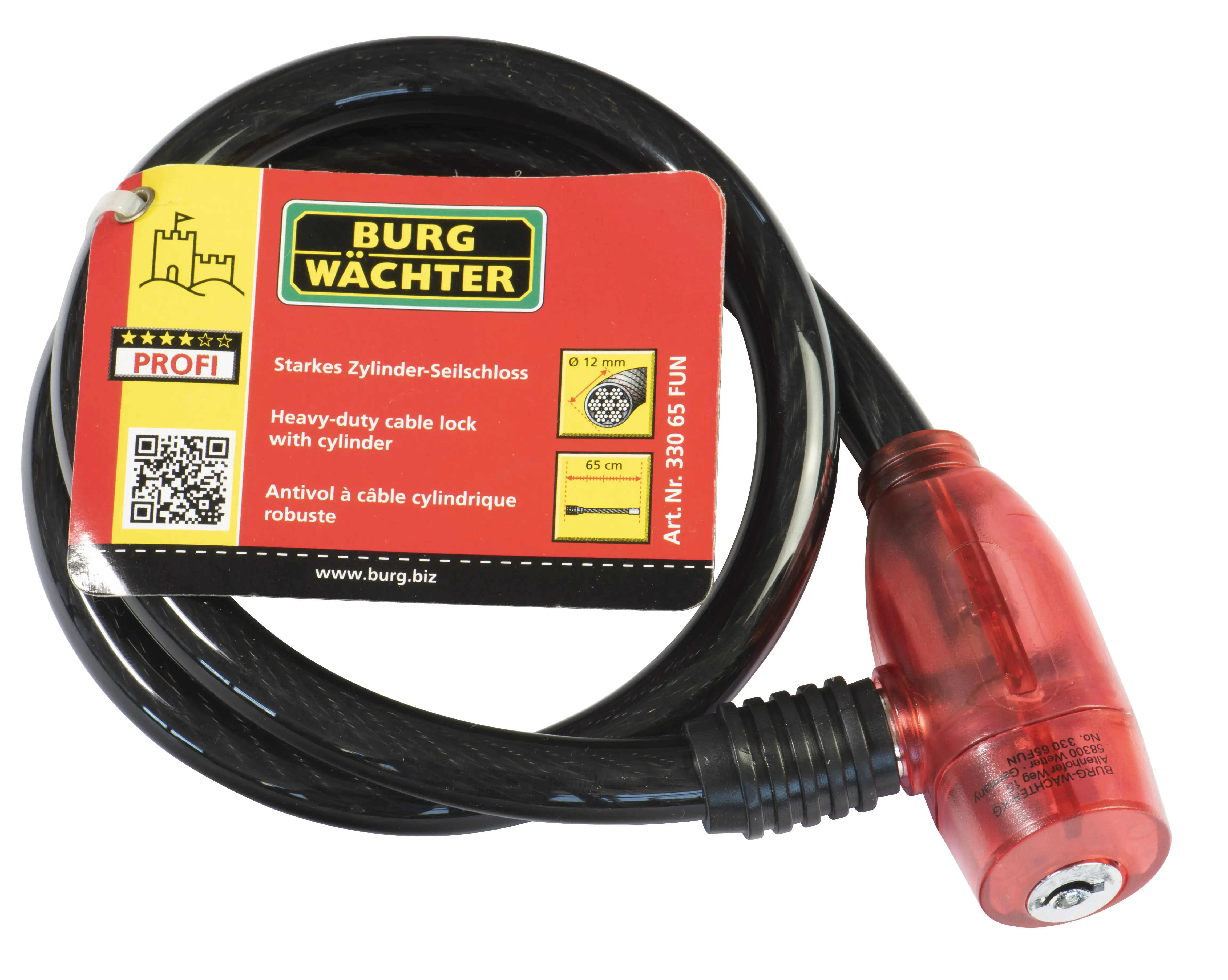 Burg Wächter Seilschloss 330 65 650mm Ø 12mm schwarz