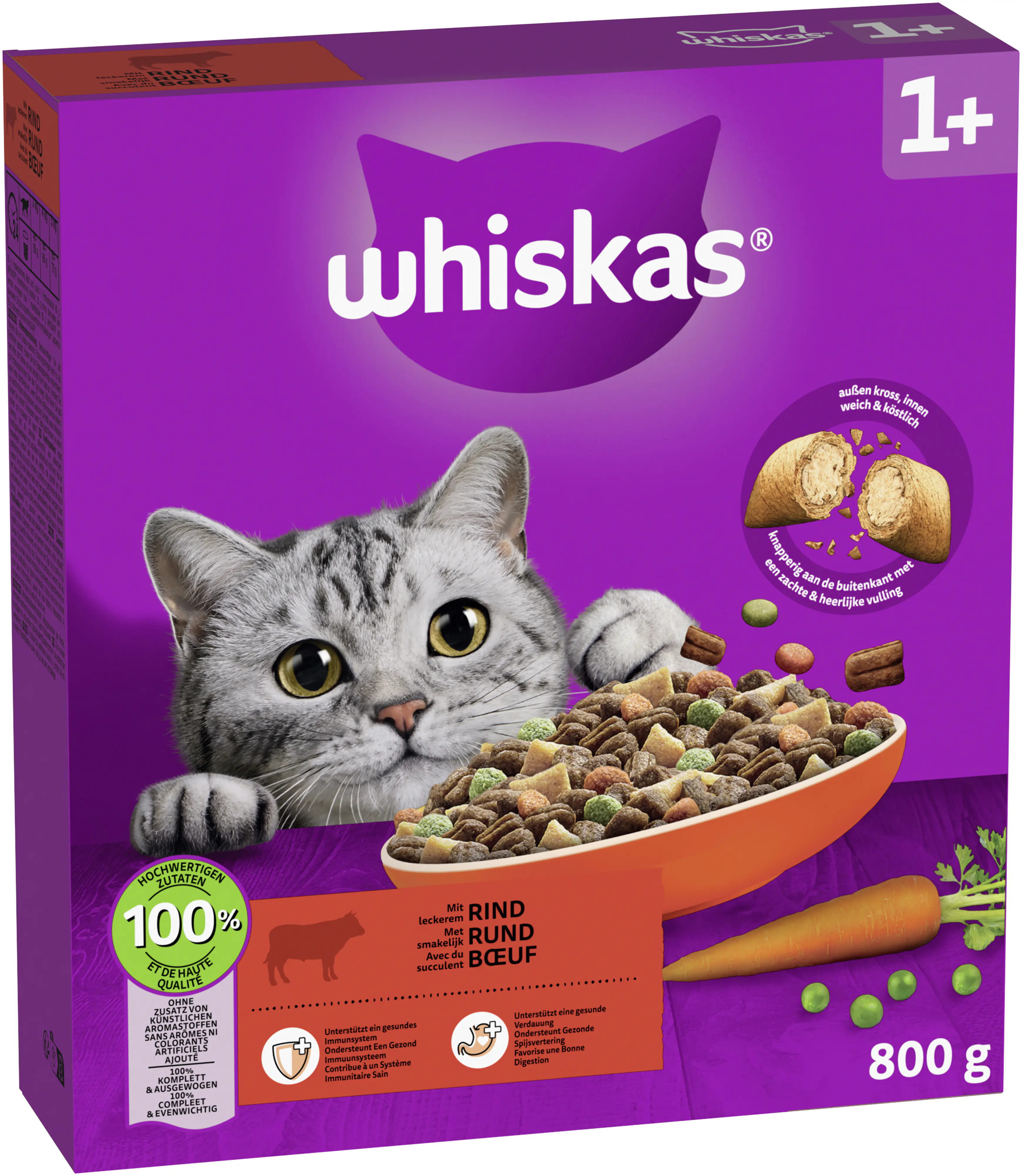 Whiskas Trockenfutter 1+ mit Rind 800 g