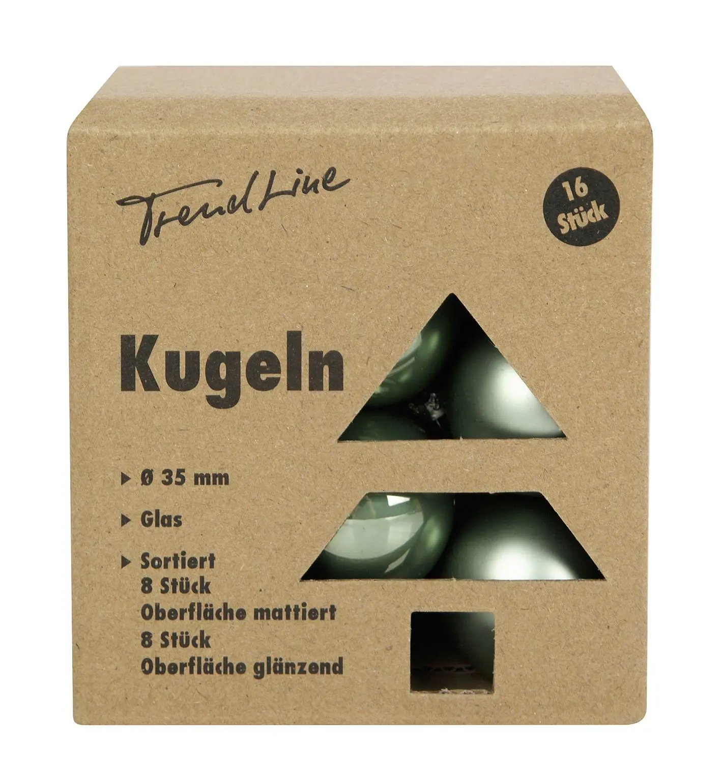 TrendLine Weihnachtskugeln aus Glas Ø 3,5 cm salbeigrün 16 Stück