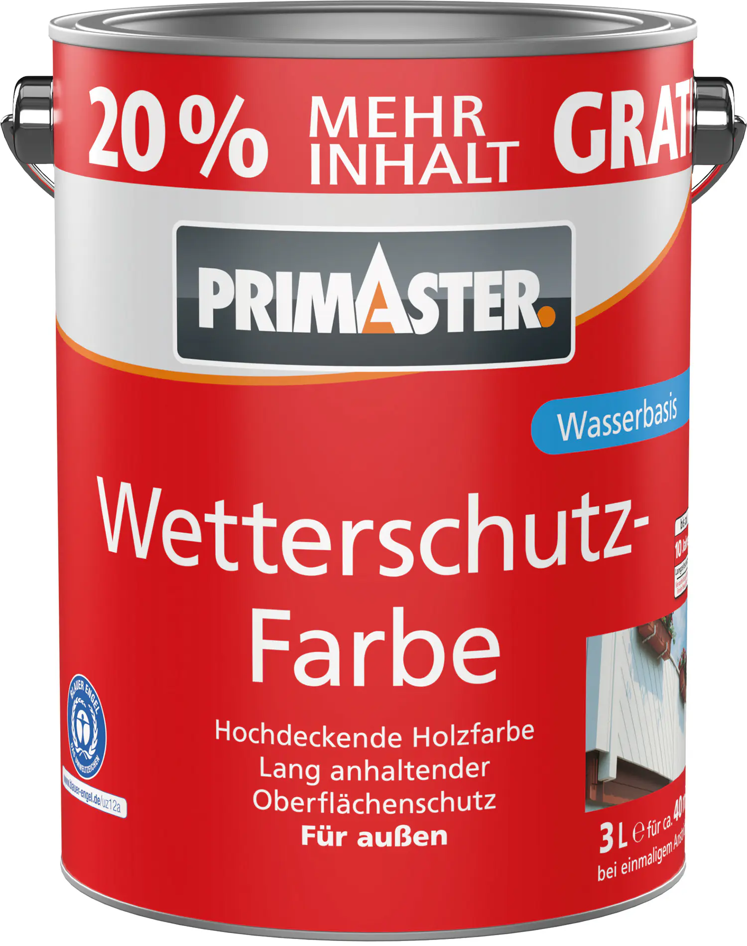 Primaster Wetterschutzfarbe 3 L schwedenrot + 20% gratis