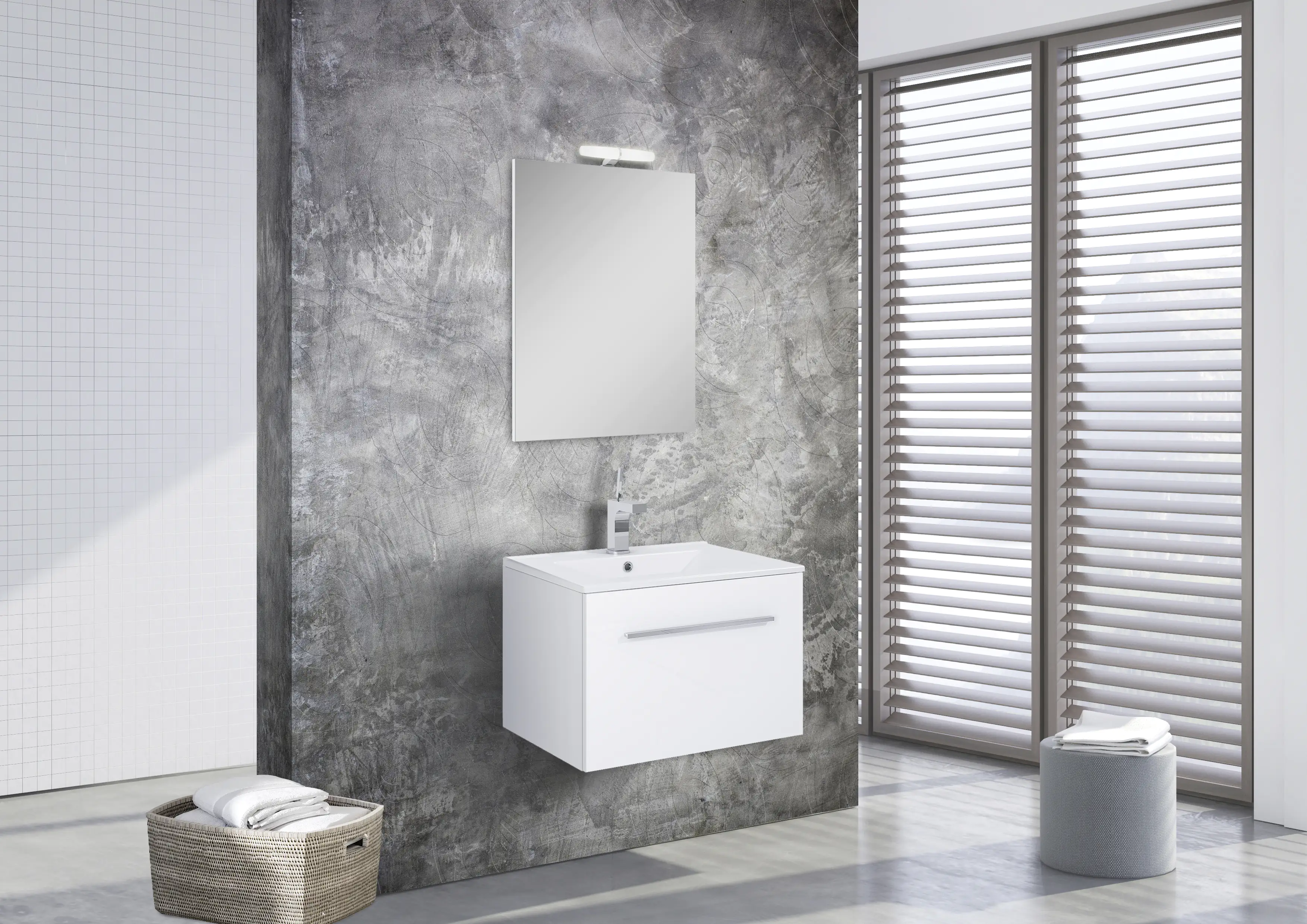 Gäste WC Möbel Set Freiburg weiß hochglanz 60 cm