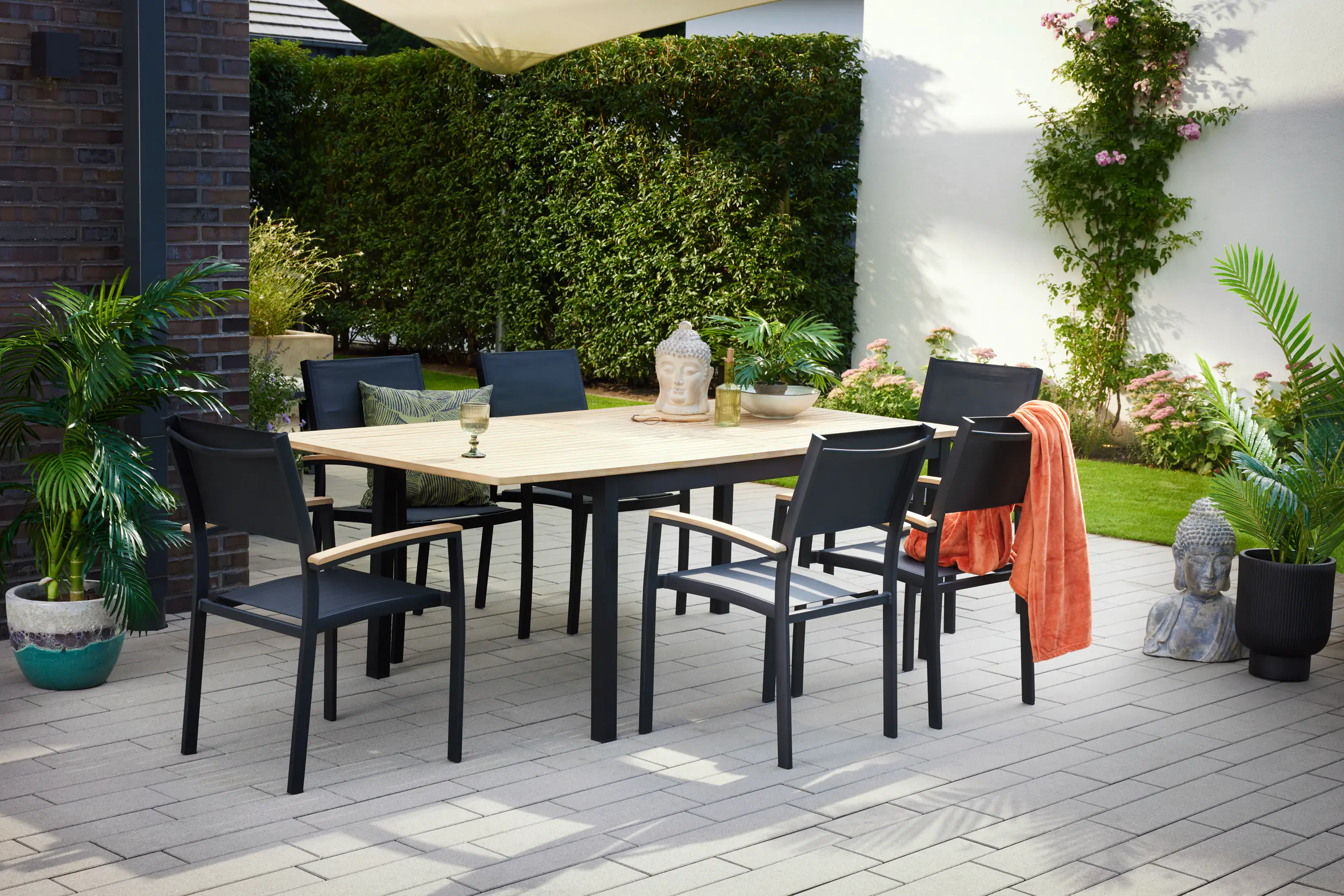 Primaster Garten-Essgruppe Atrani 6 Personen mit ausziehbarem Tisch