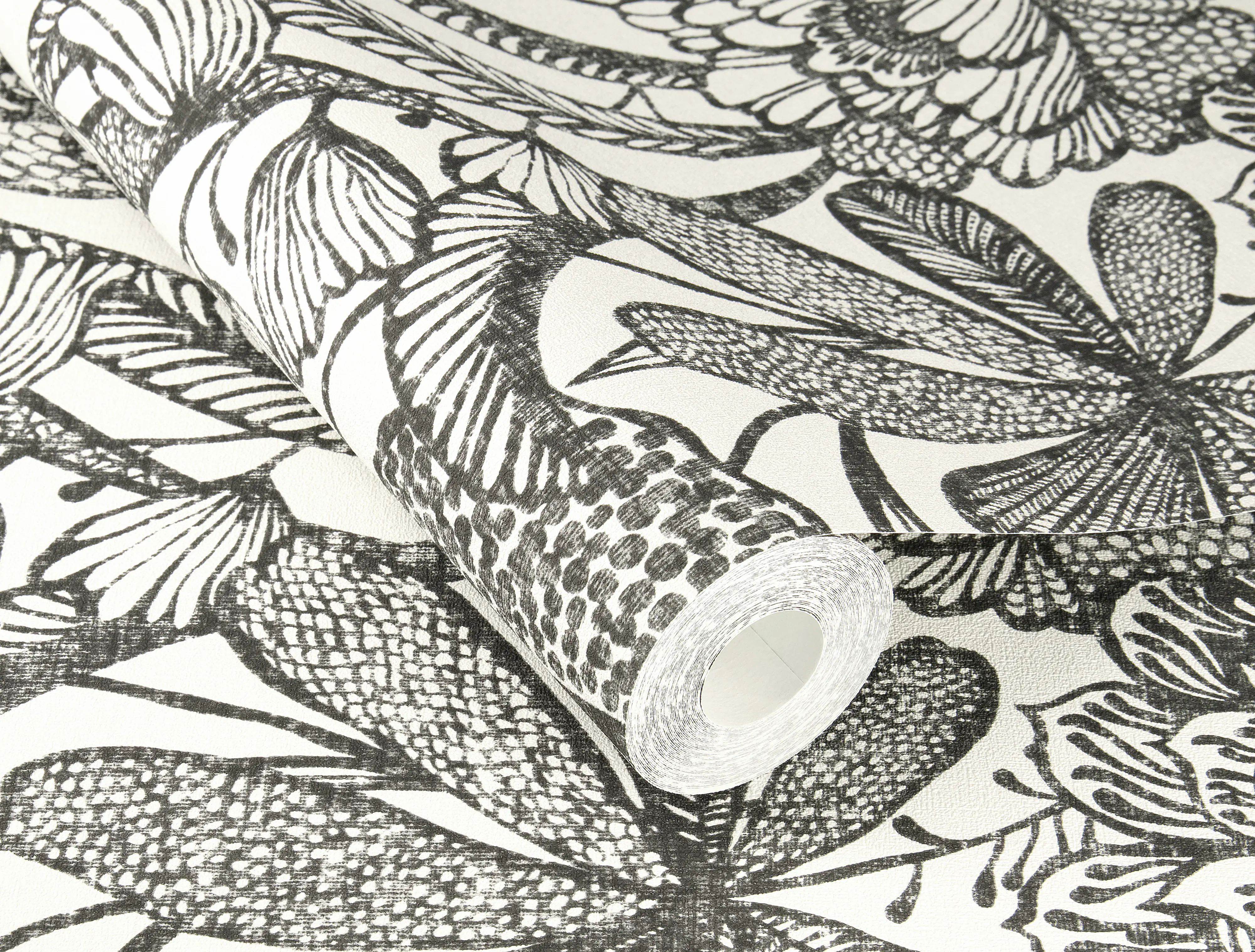 Rasch Vliestapete 555325 Weiß-Weiß-Schwarz Muster & Motive 10,05 m x 0,53 m