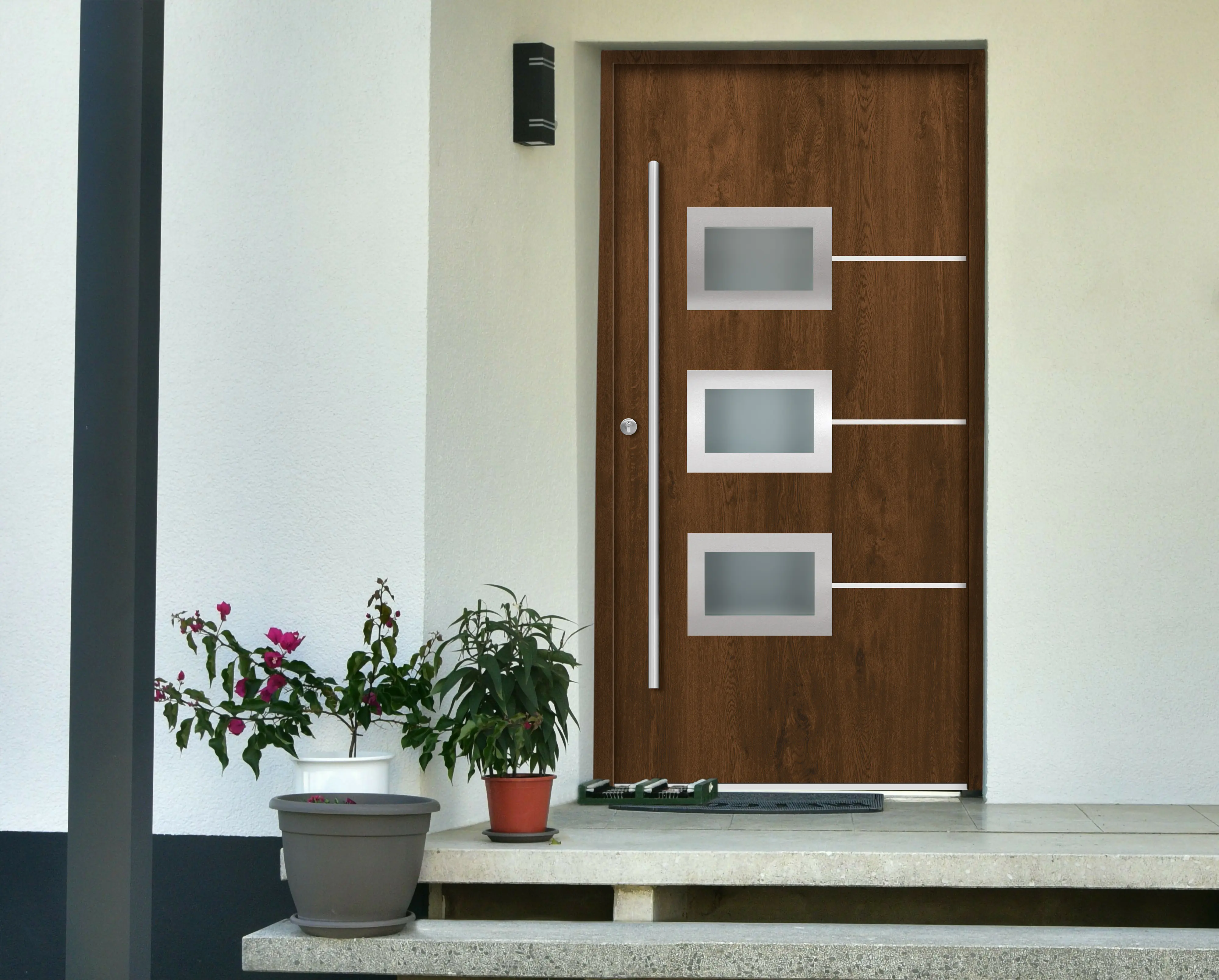 Splendoor Haustür Passivedoor Premium B03 Nussbaum DIN Links 110 x 210 cm