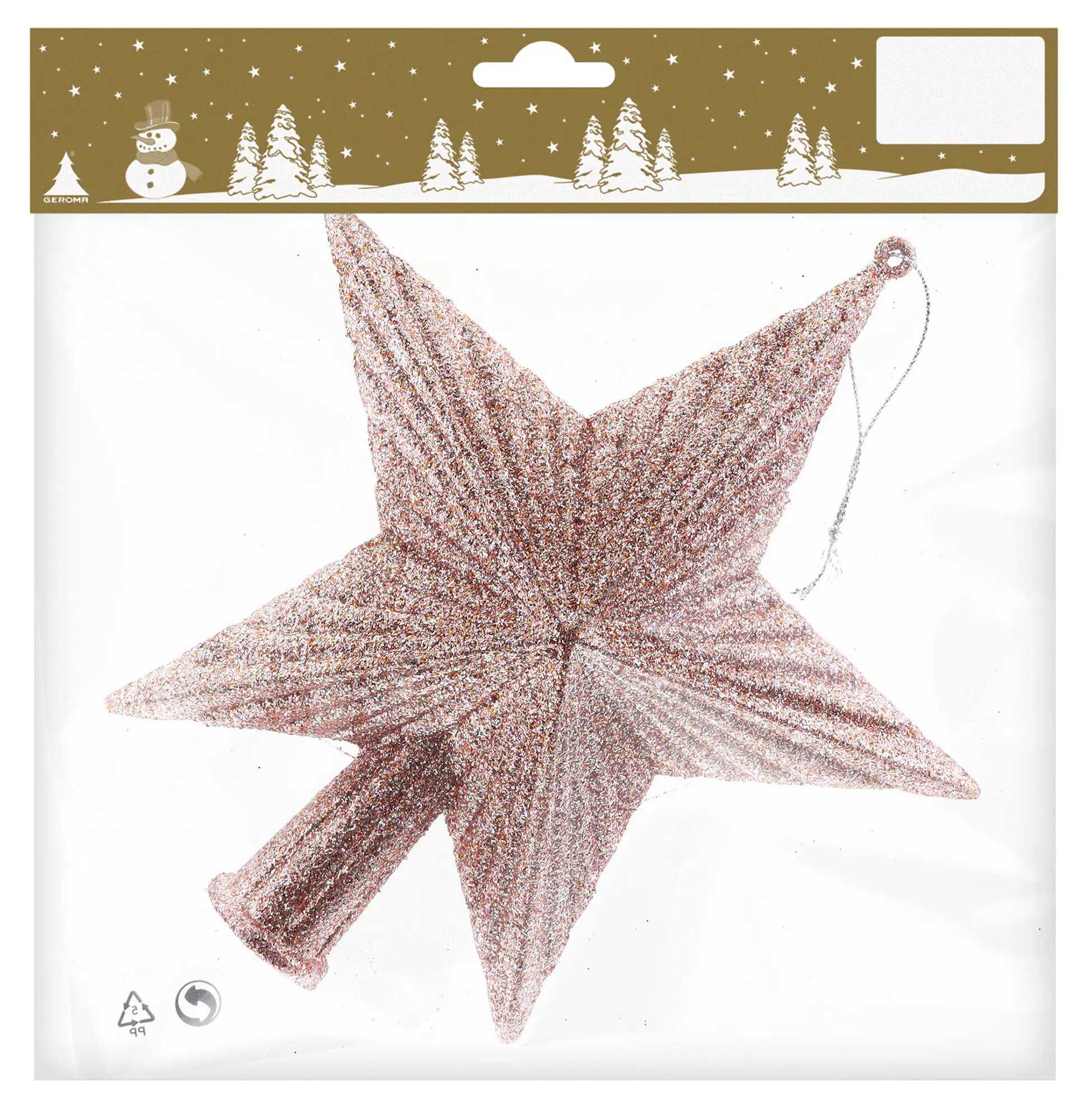 Baumspitze Stern Kunststoff 19 x 18 cm rosa 