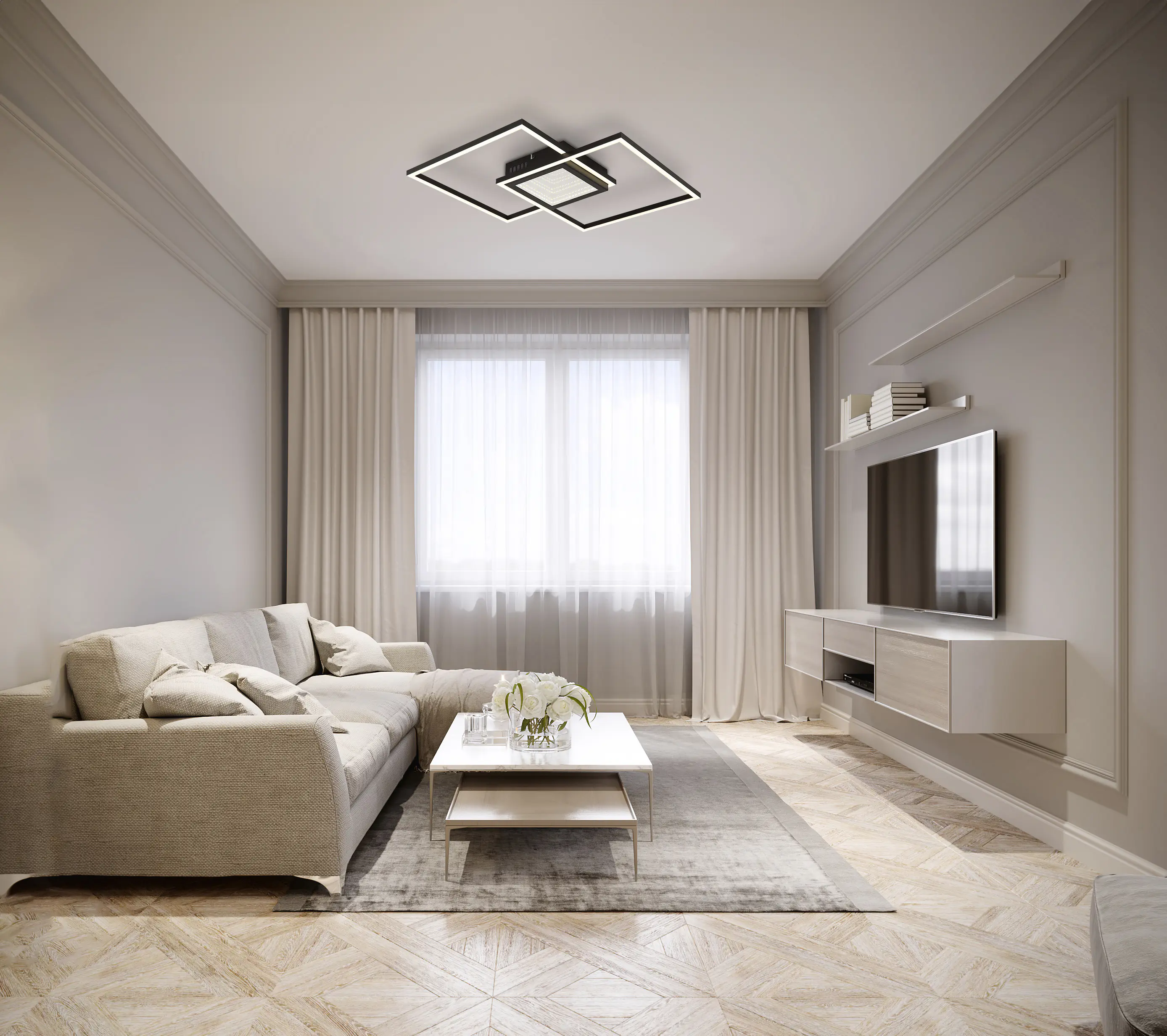 Globo Deckenleuchte Saunders 42,6 x 42,6 cm schwarz CCT