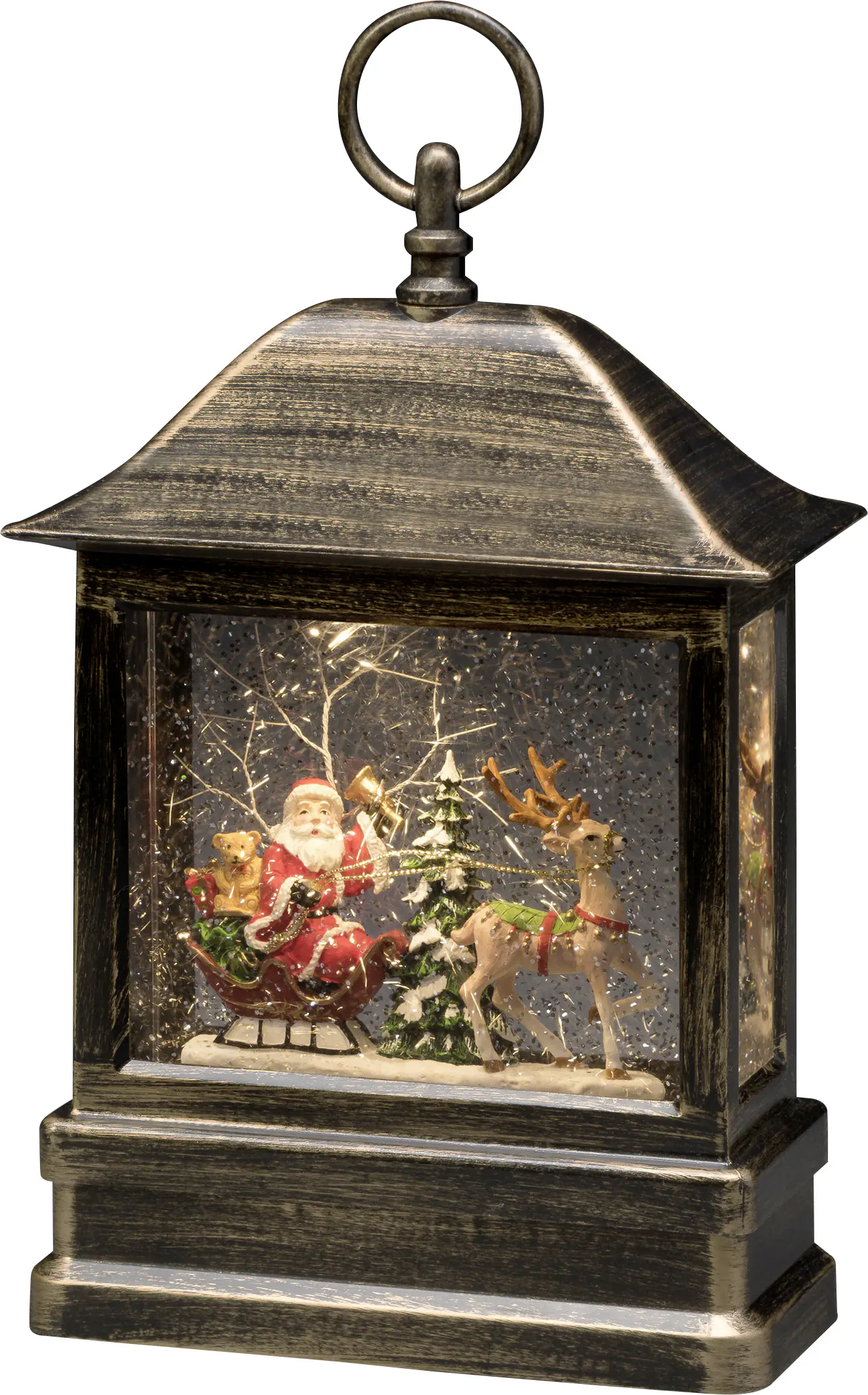 Konstsmide LED Schneelaterne  mit Weihnachtsmann im Schlitten