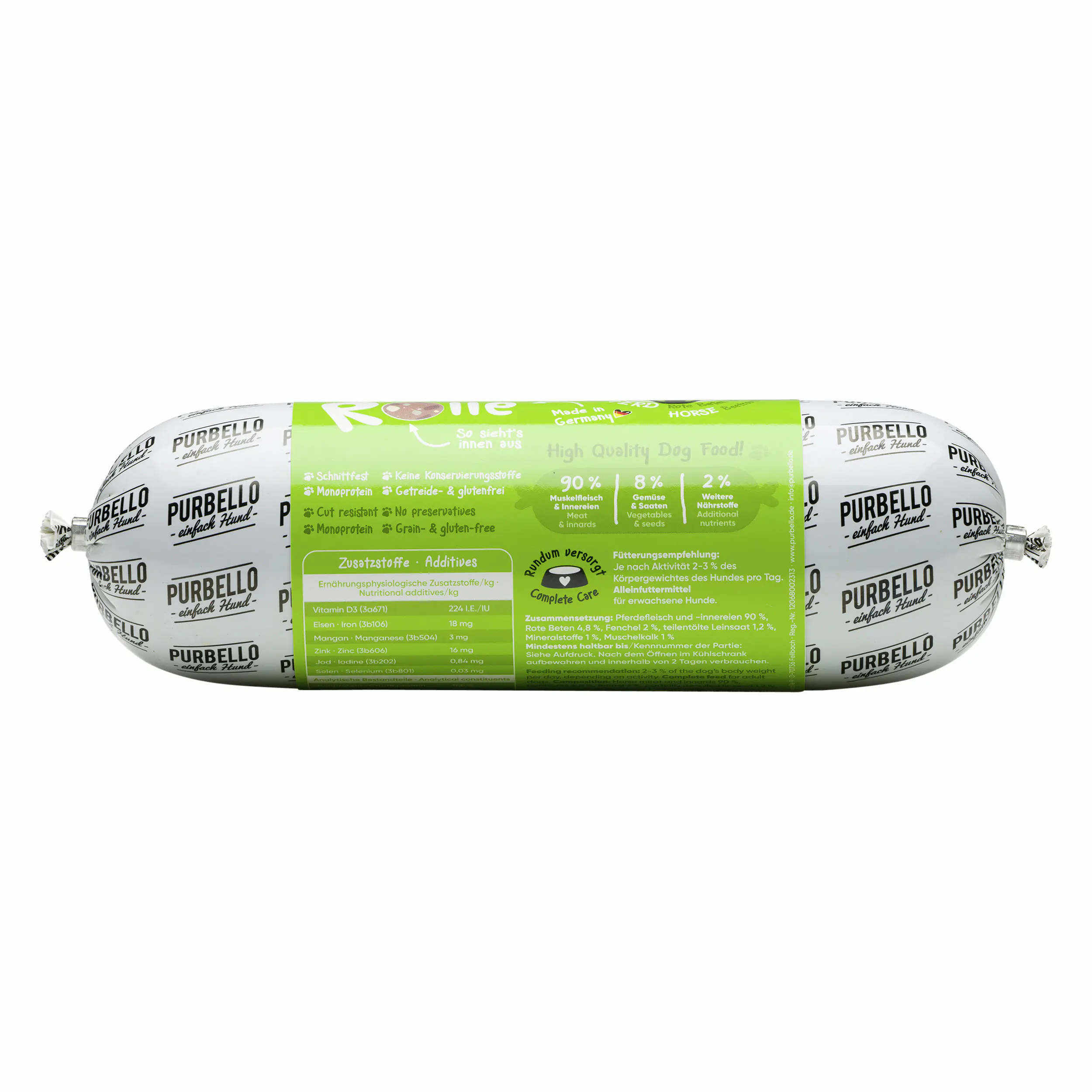 Purbello Hundefutter Rolle Adult getreidefrei 800 g Pferd