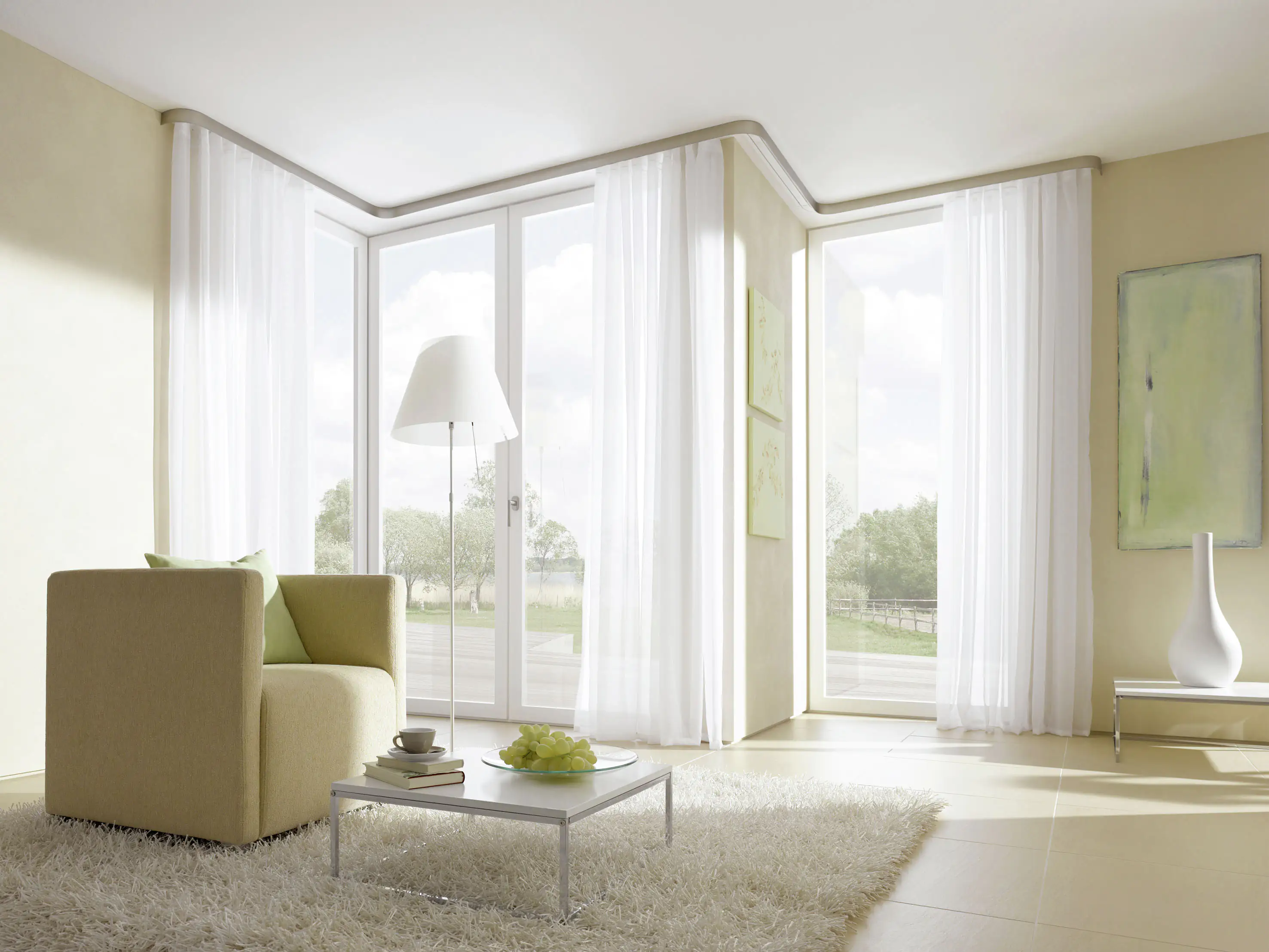 Gardinia Erkerbogen für Vorhangschiene GE, weiß