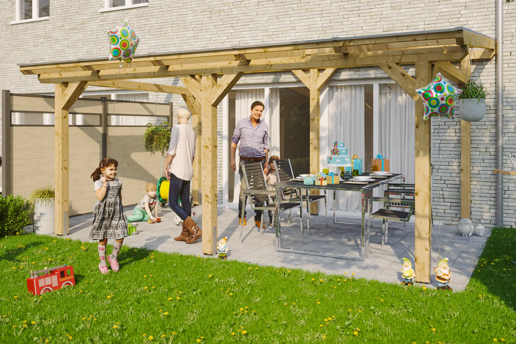 SKAN HOLZ Terrassenüberdachung Siena 541 x 400 cm, Leimholz, natur