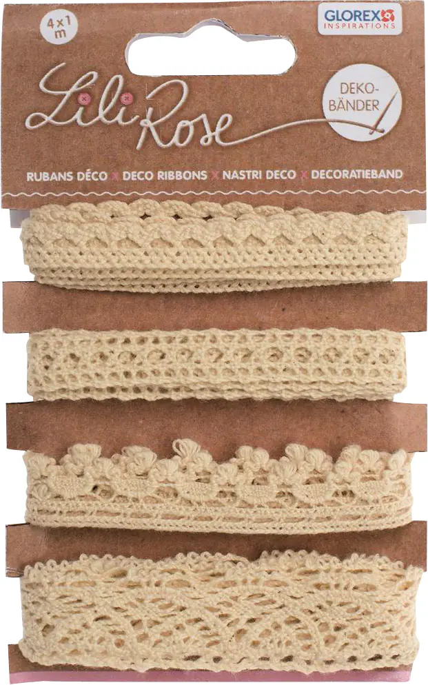 Glorex Deko Bänder Spitzen beige