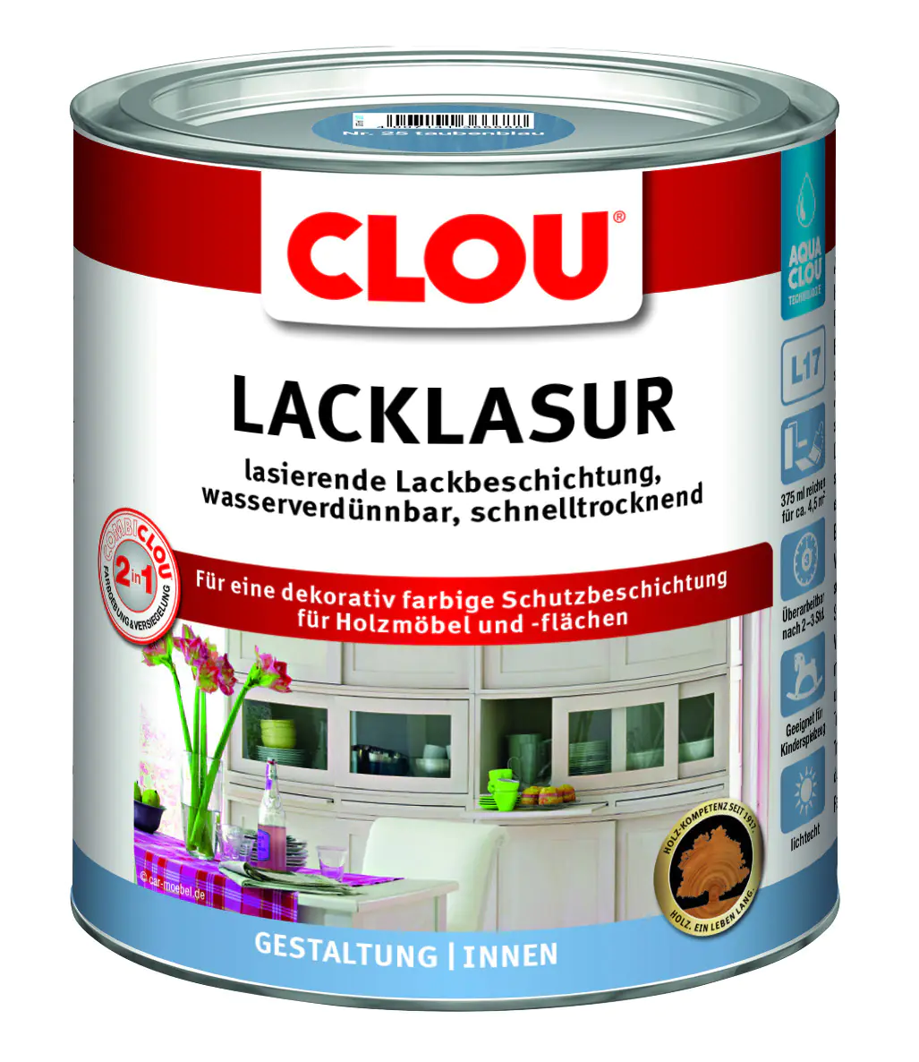 Aqua Clou Lacklasur L17 Nr.25 375 ml taubenblau seidenmatt
