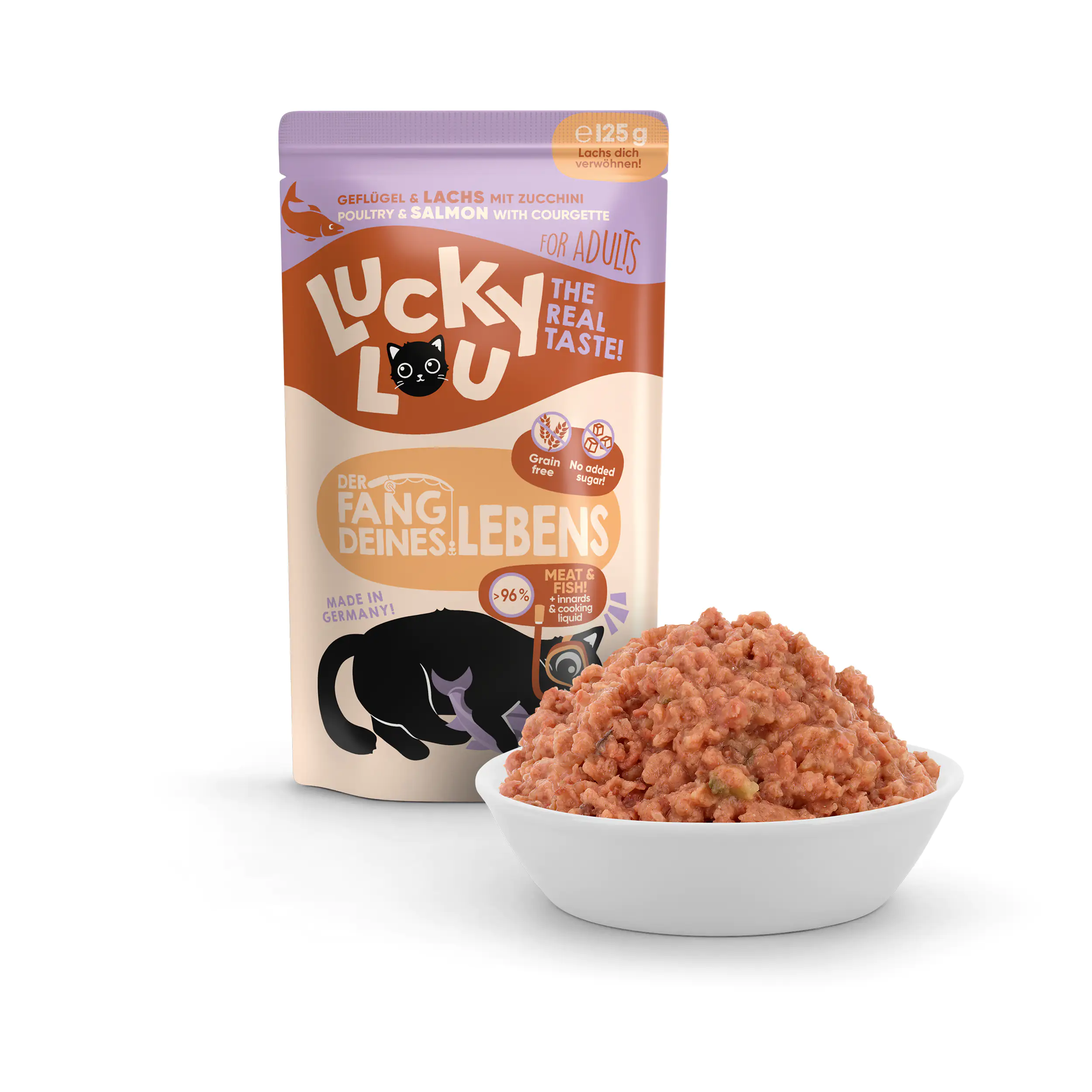 Lucky Lou Katzenfutter Geflügel und Lachs 125g