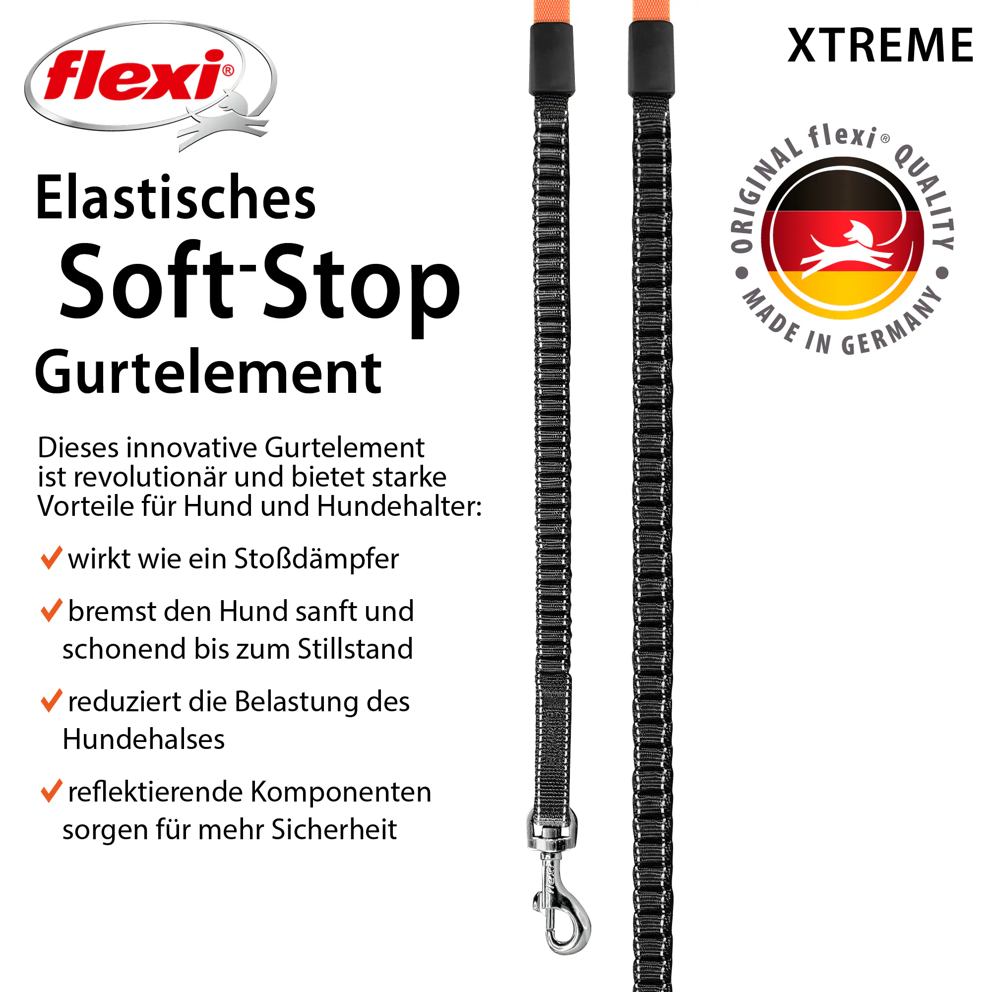 Flexi Hundeleine Xtrem schwarz/orange Gurt 5 m