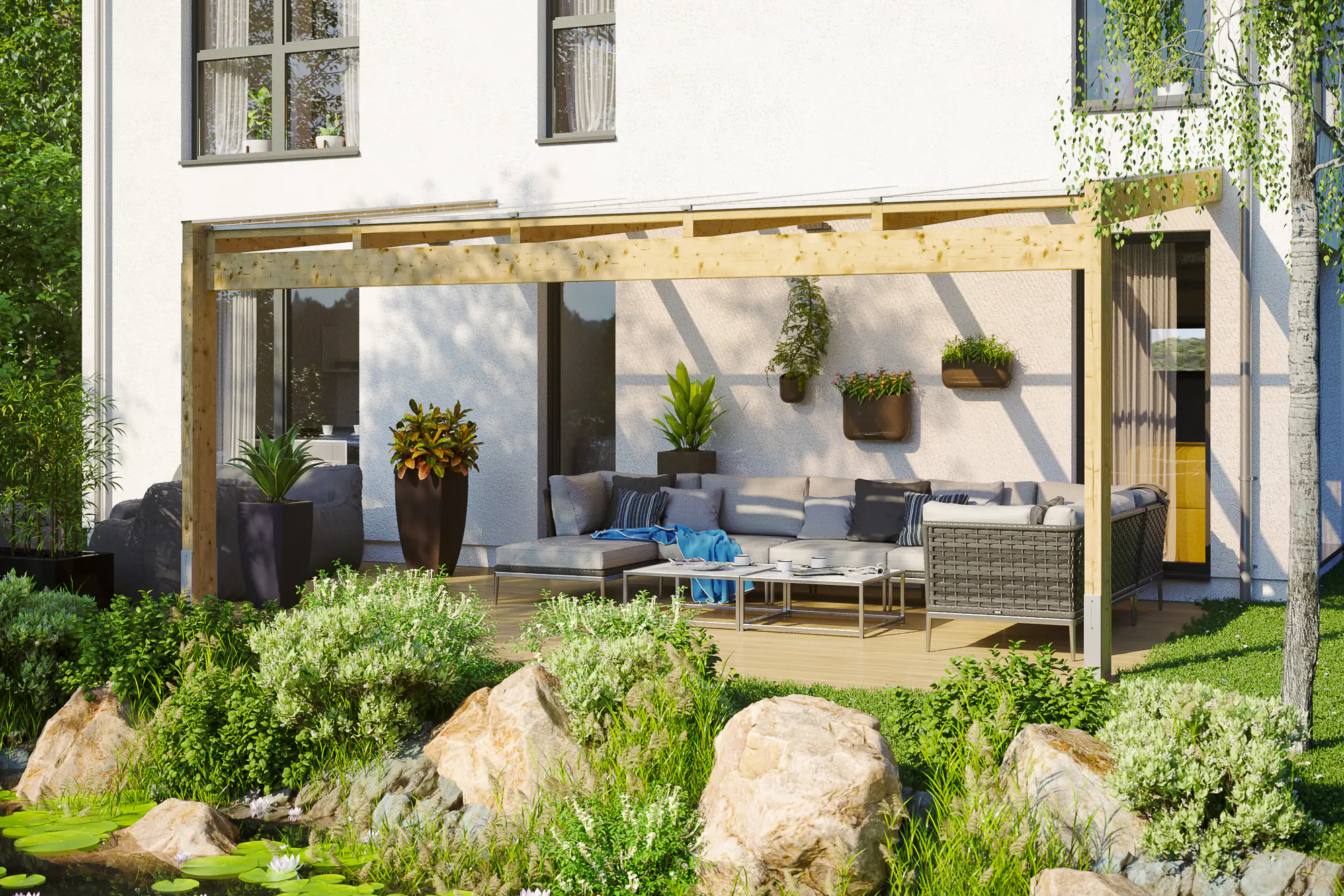 SKAN HOLZ Terrassenüberdachung Novara 557 x 309 cm, Leimholz, natur