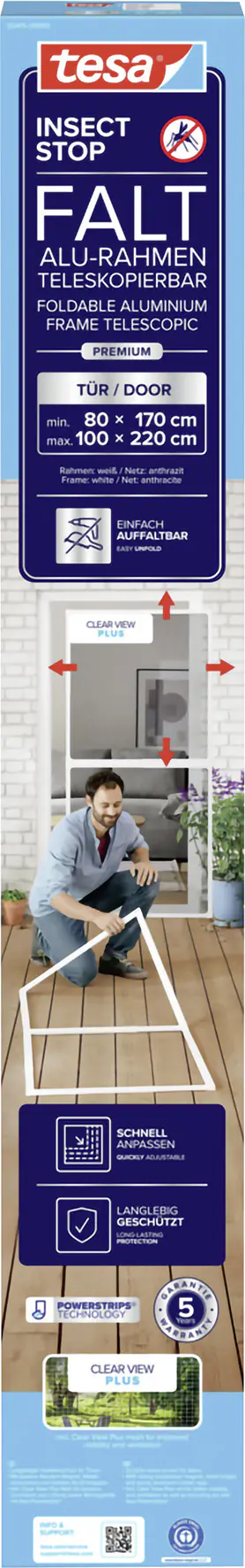 tesa Fliegenschutz-Tür FALT 100 x 220 cm anthrazit/weiß kürzbar