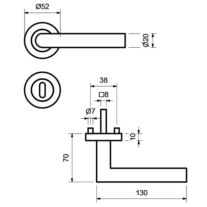 Alpertec BB-Rosettengarnitur Solid 9 Edelstahl silber rund