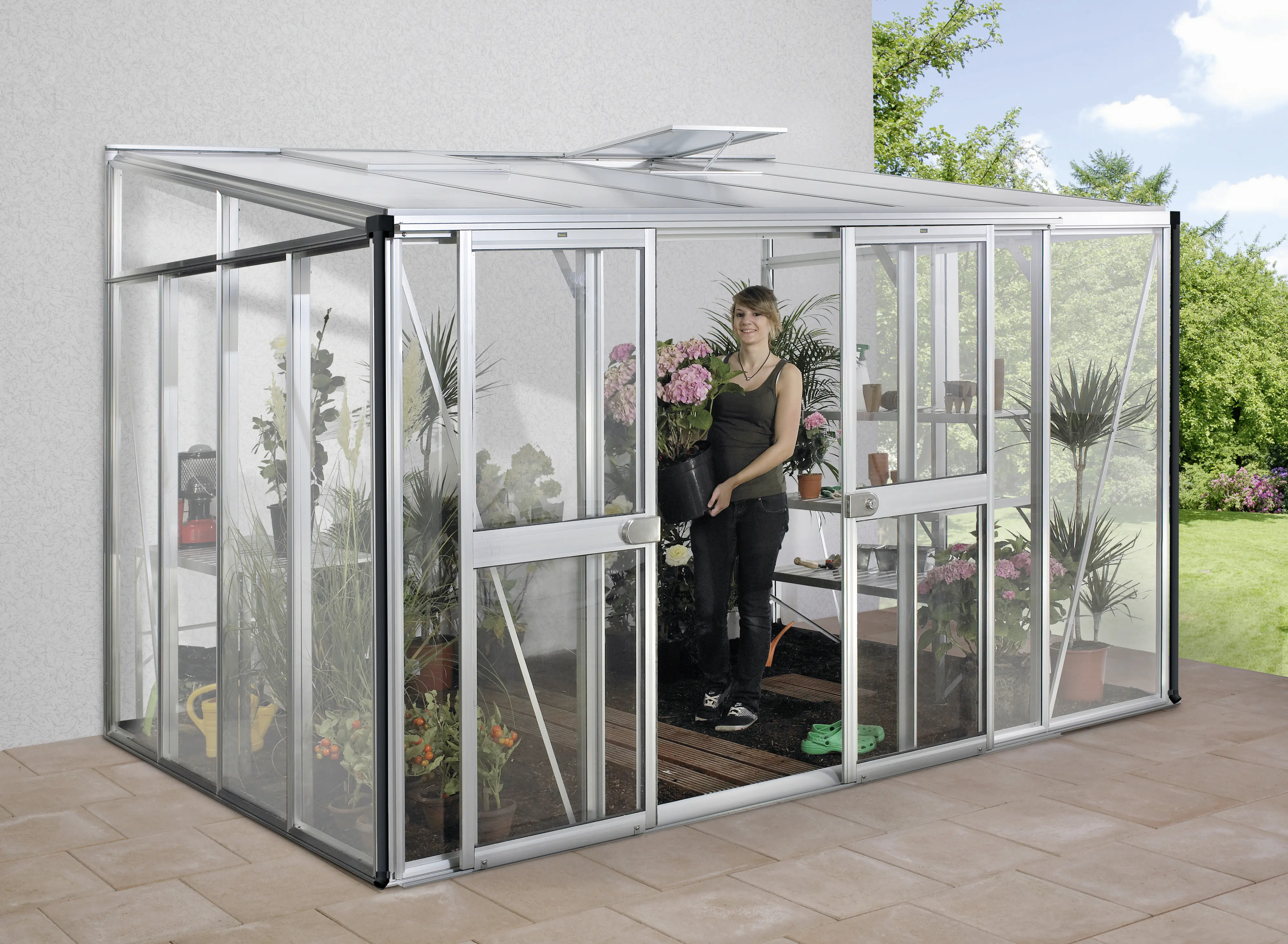 Vitavia Anlehngewächshaus Nachrüstset Helena 8600 aluminium 3 mm Sicherheitsglas