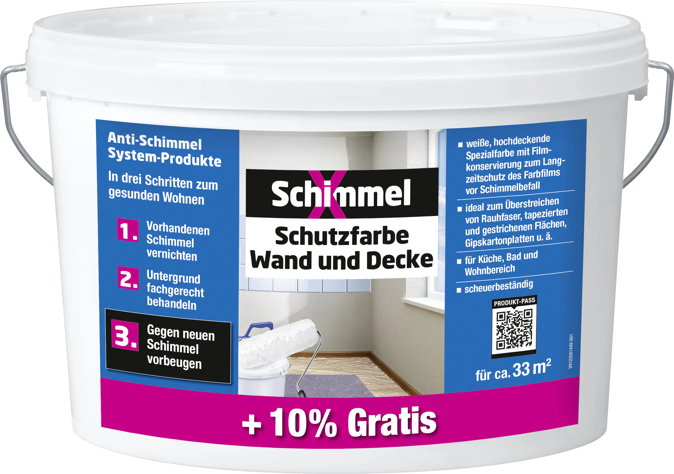 Schimmel-X Schutzfarbe Wand und Decke 5,5 L weiß