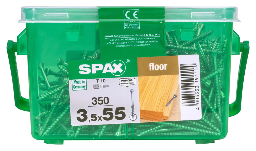 Spax Dielenschrauben 3.5 x 55 mm TX 10 - 350 Stk. Spax Dielenschrauben 3.5 x 55 mm TX 10 - 350 Stk.