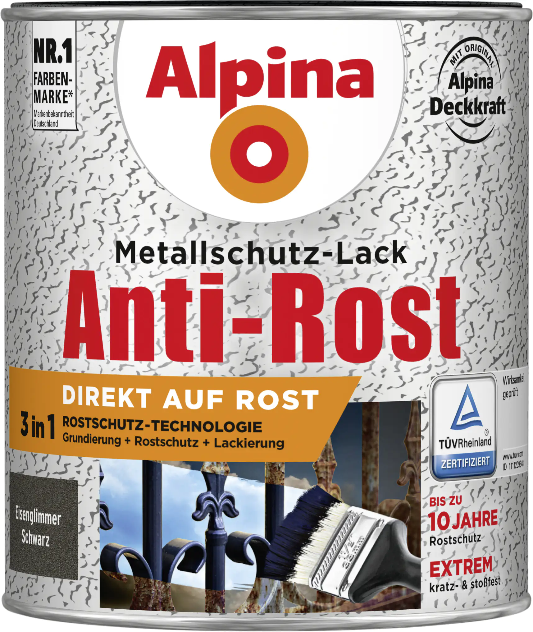 Alpina Metallschutz-Lack Eisenglimmer 750 ml schwarz Alpina Metallschutz-Lack Eisenglimmer 750 ml schwarz