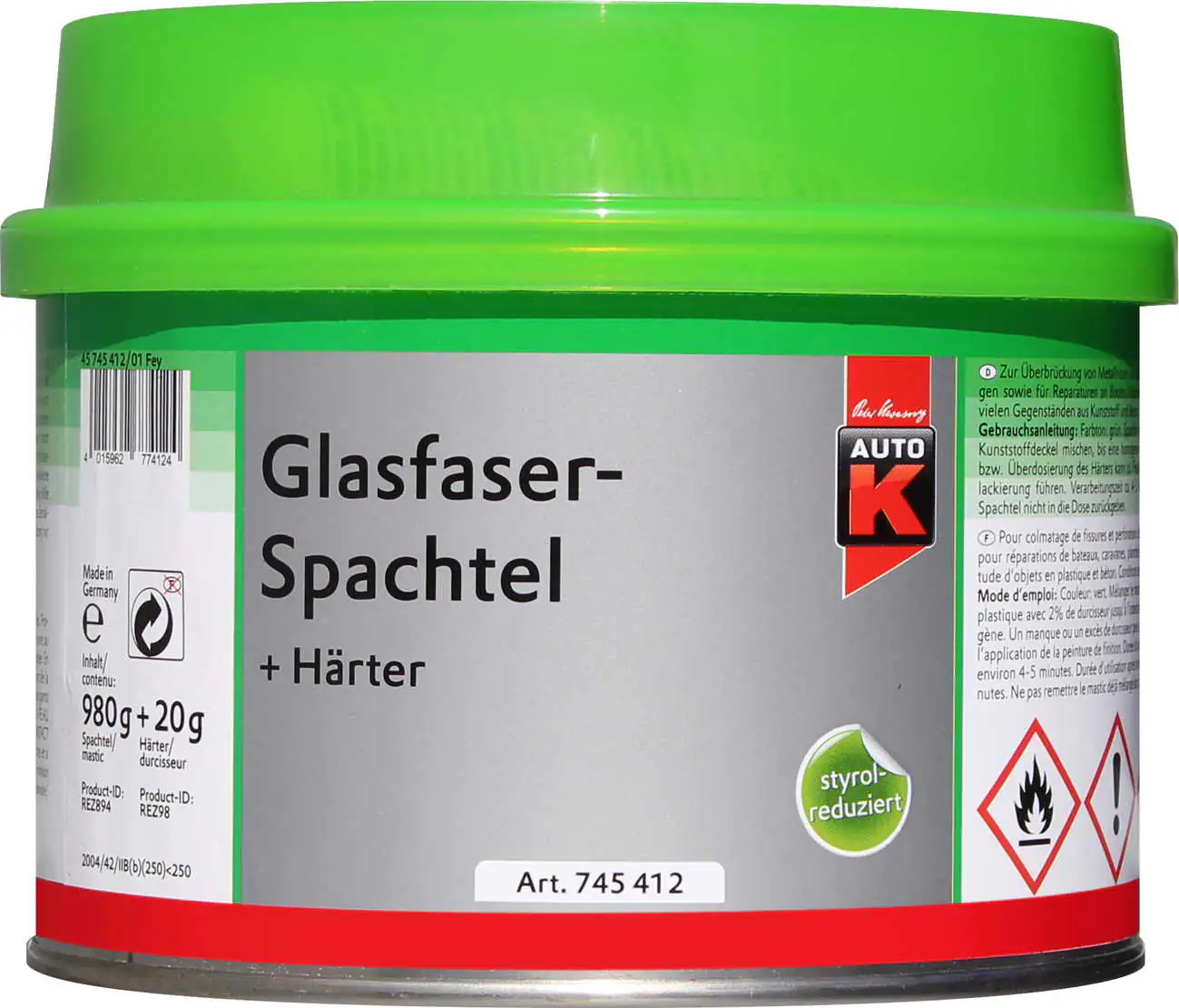 Auto-K Glasfaserspachtel + Härter 1000g