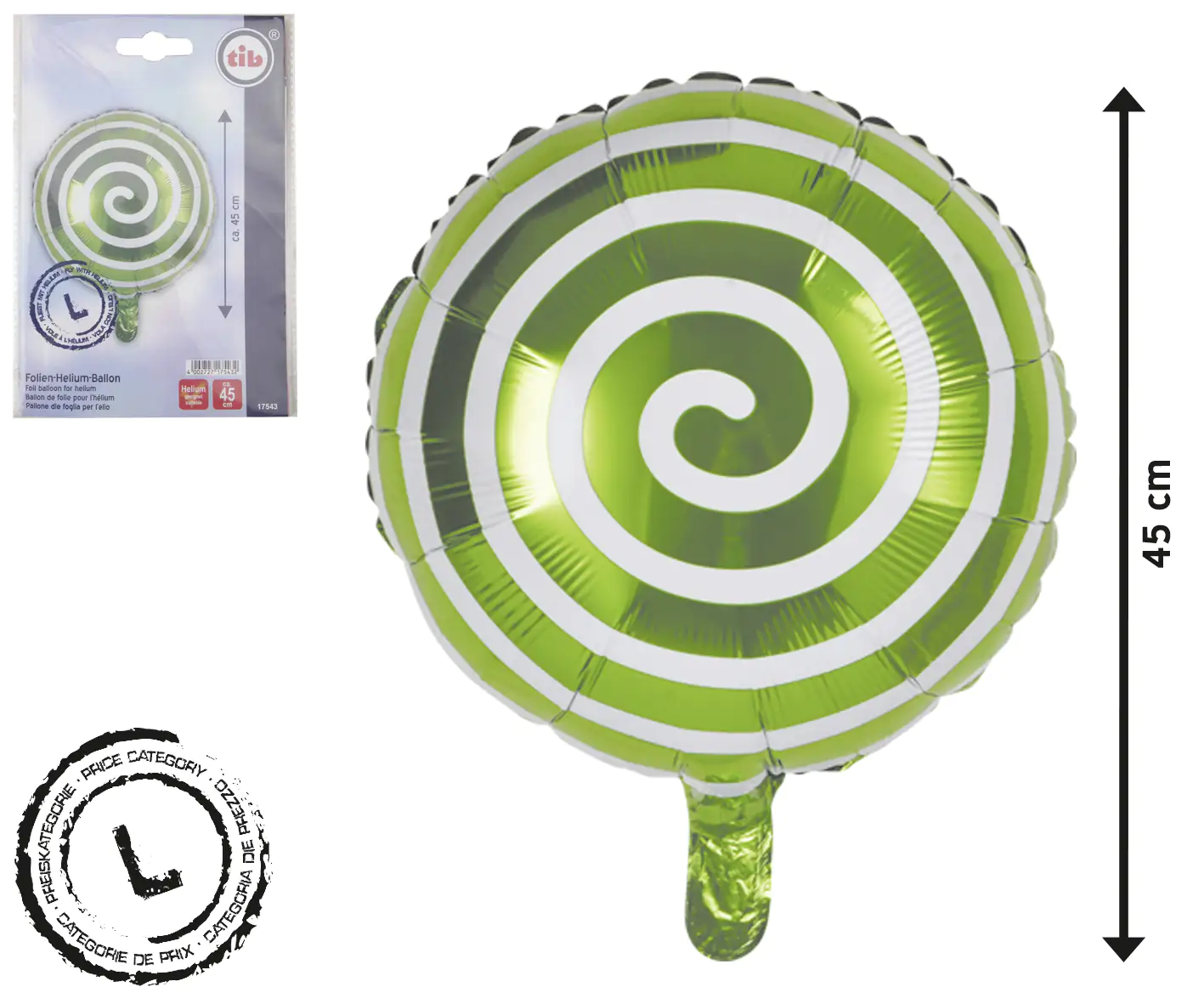 TIB Heyne Folienballon Lollipop grün 1 Stück