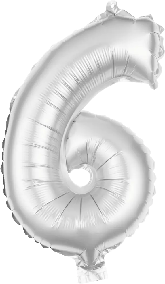 Folienballon Zahl 6 silber 100 cm