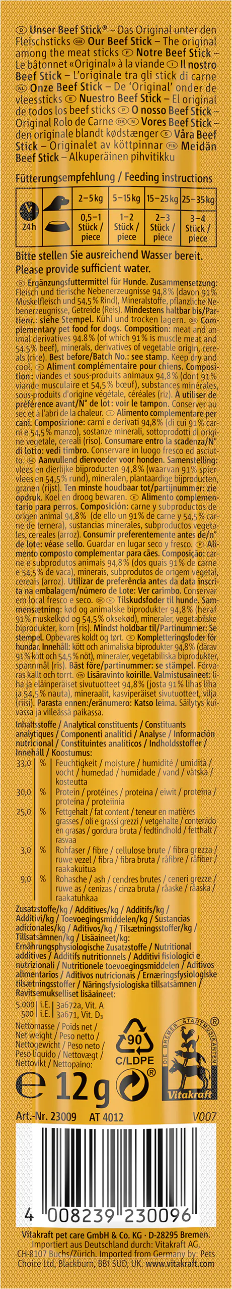 Vitakraft Beef Stick® Rind 1 Stück / 12 g